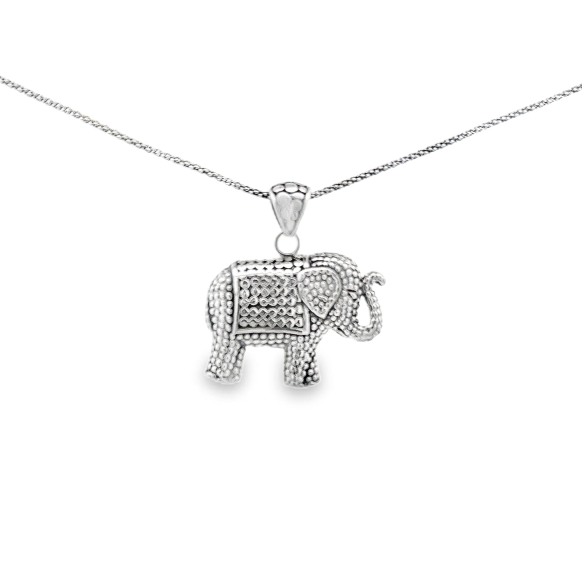 Samuel B. Sterling Silver Beaded Detailed Elephant Pendant Necklace