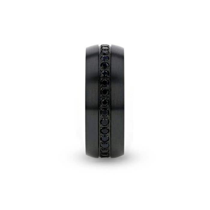 Thorsten "TALON" Black Titanium Ring with Black Sapphires