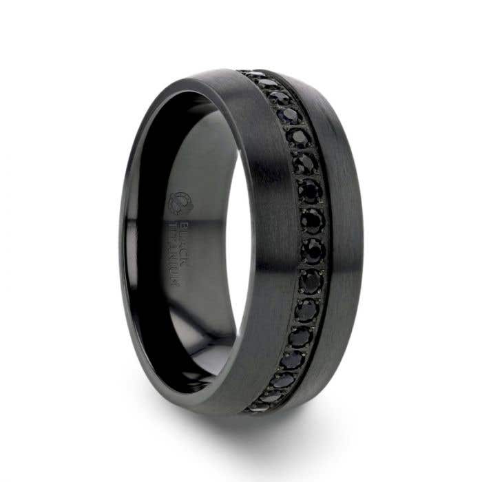 Thorsten "TALON" Black Titanium Ring with Black Sapphires