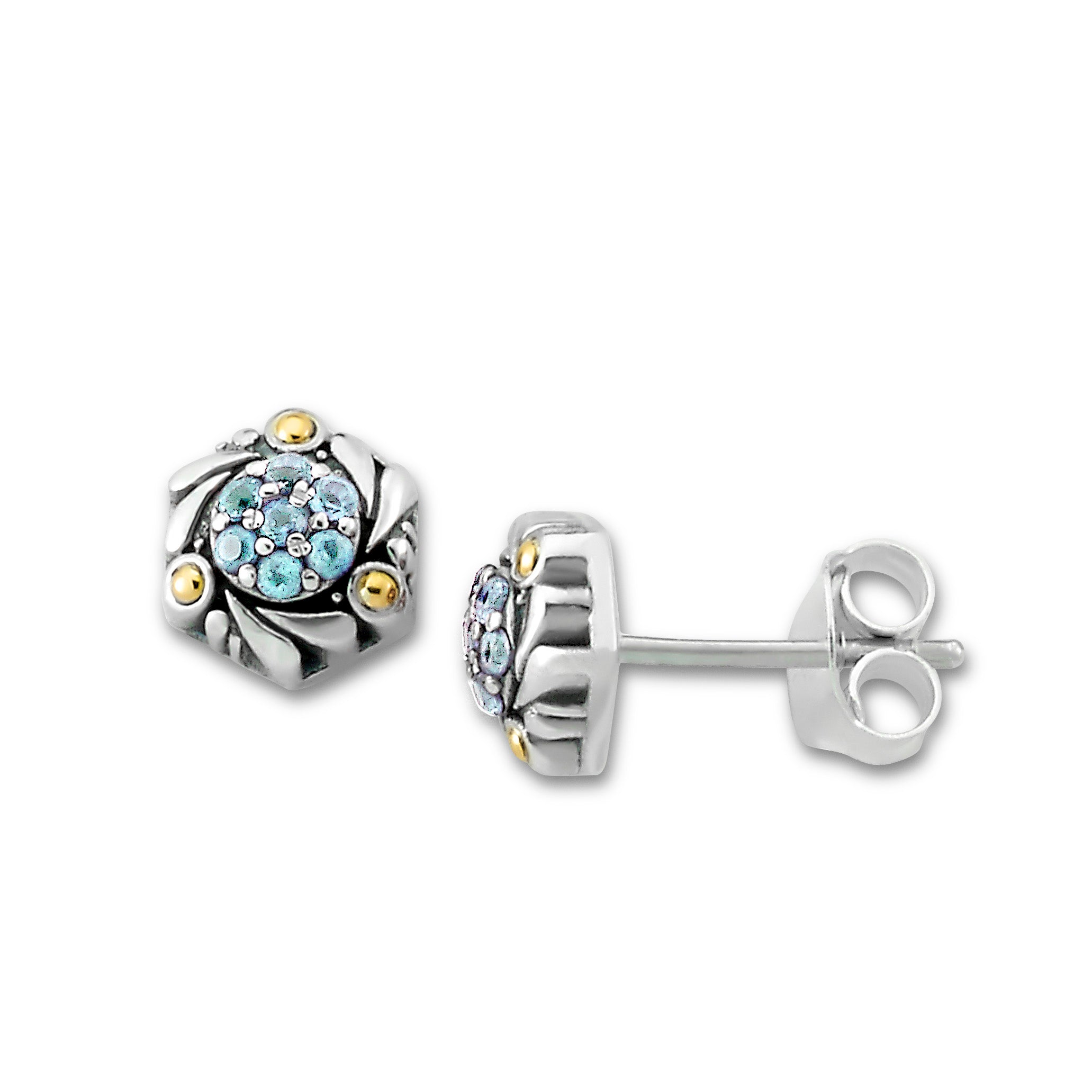 Samuel B. Sterling Silver Blue Topaz "Wave" Earrings