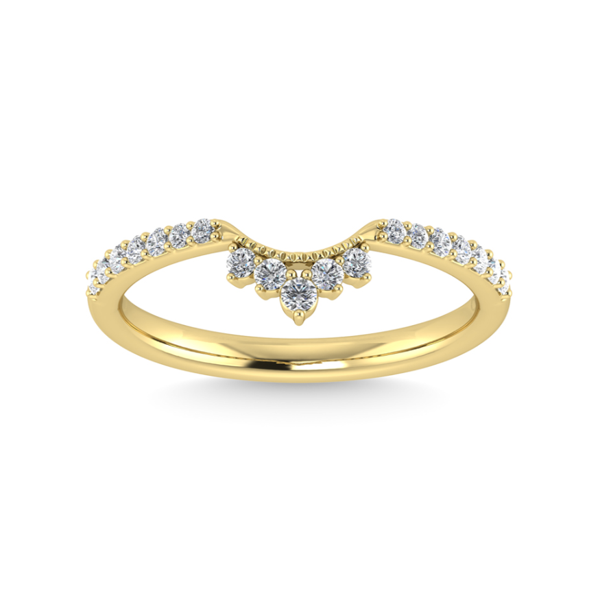 14K Yellow Gold 1/5CT. Diamond Curved Accented Wedding Band