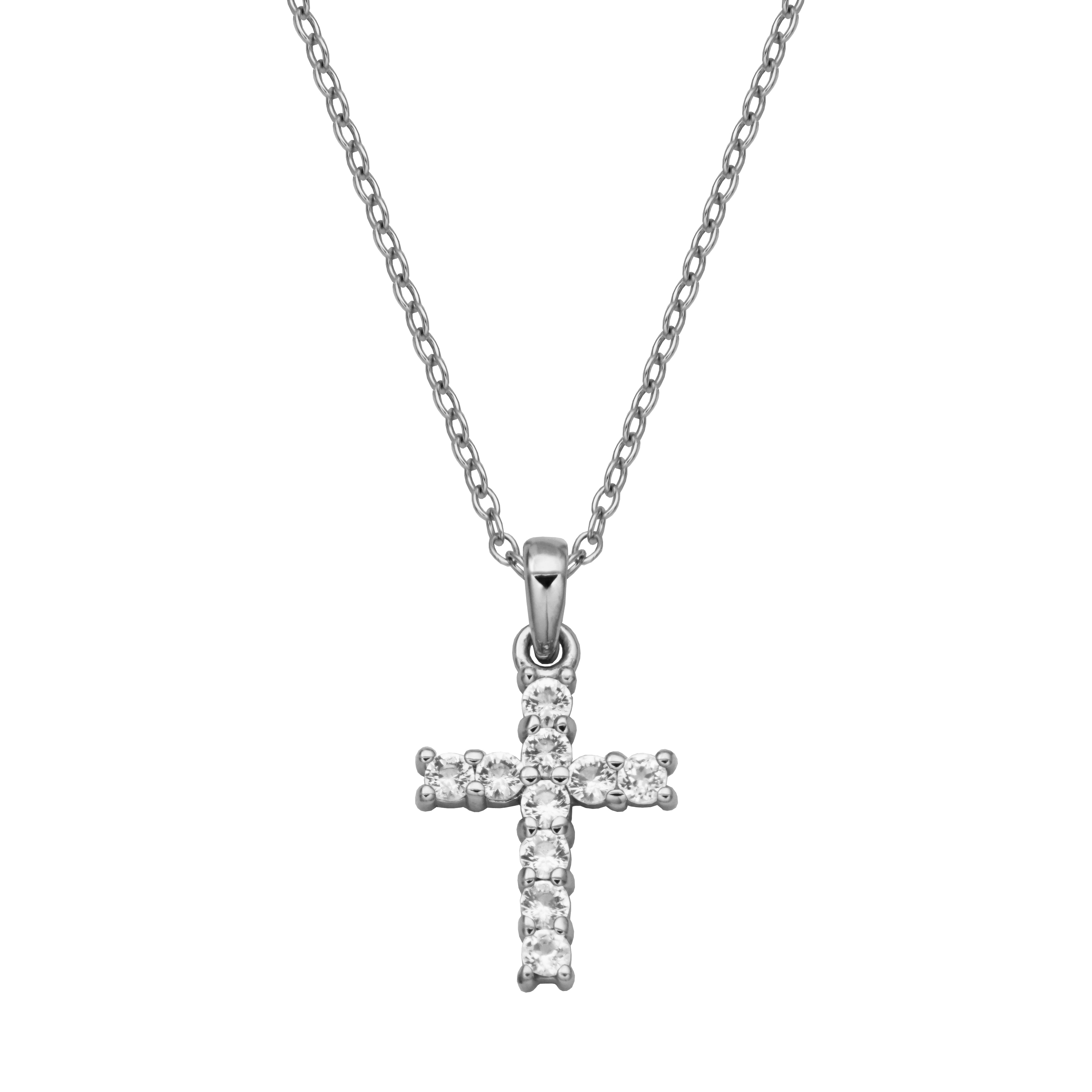 Samuel B. "Mini Dazzle White Topaz Cross Pendant" Necklace