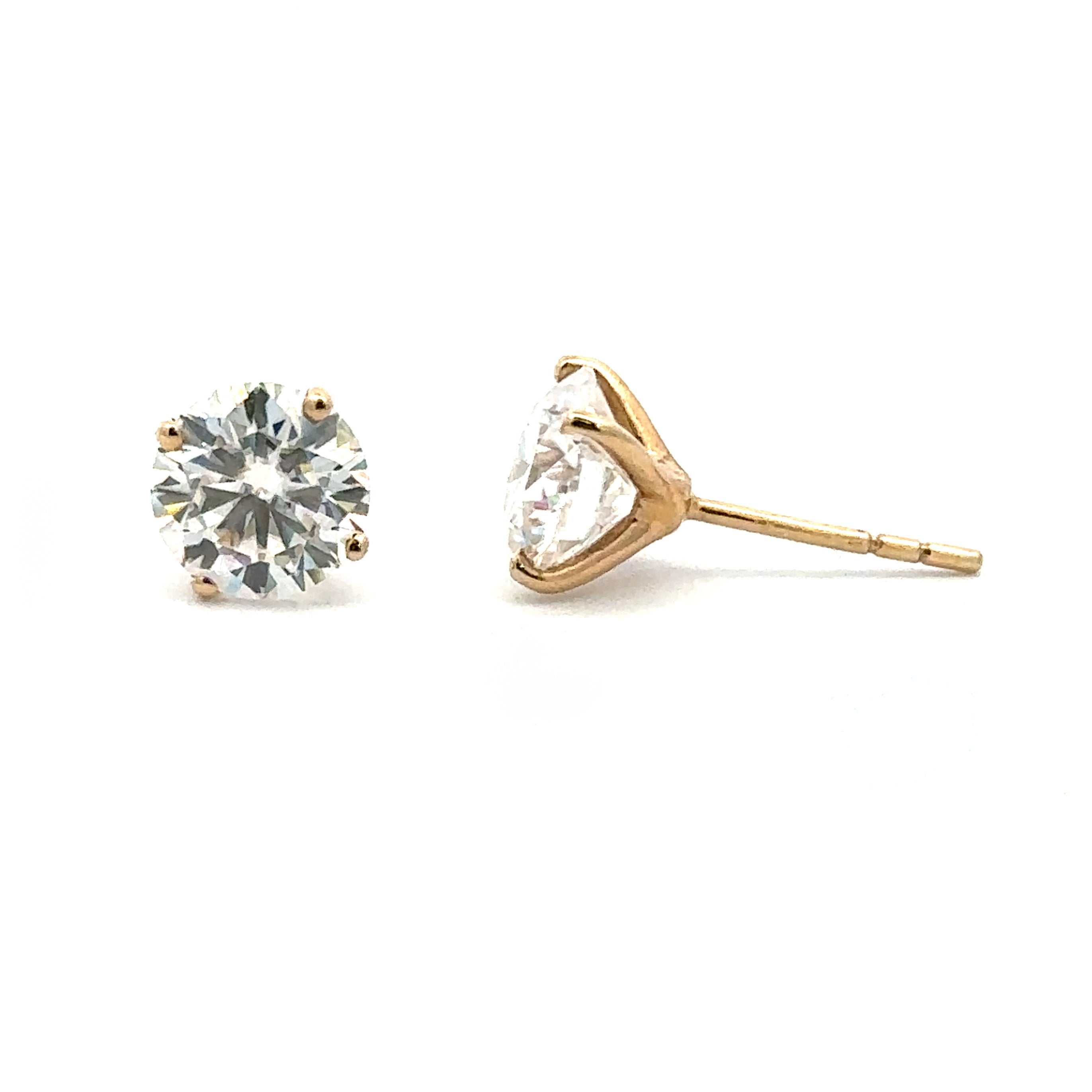 14k Yellow Gold 1.98CTW. Moissanite Martini Set Earrings