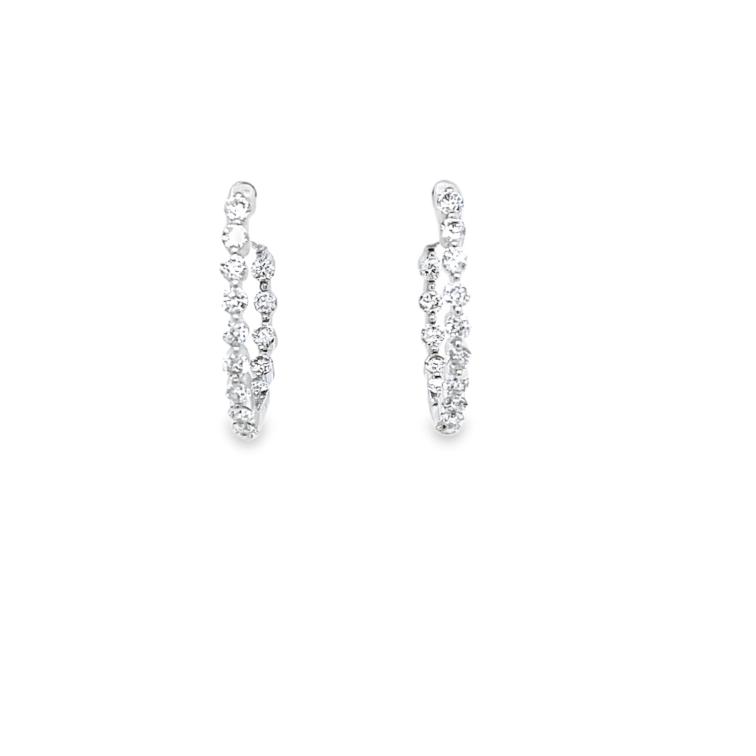Sterling Silver 1.46CTW. Lab-Grown Diamond Round Brilliant Cut Inside-out Hoops
