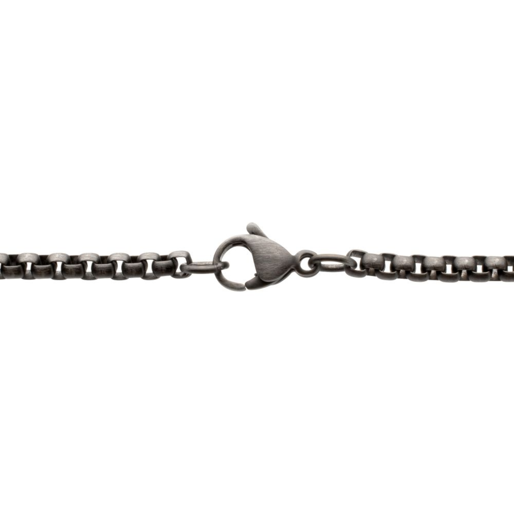 Black chain bracelet with clasp on a white background