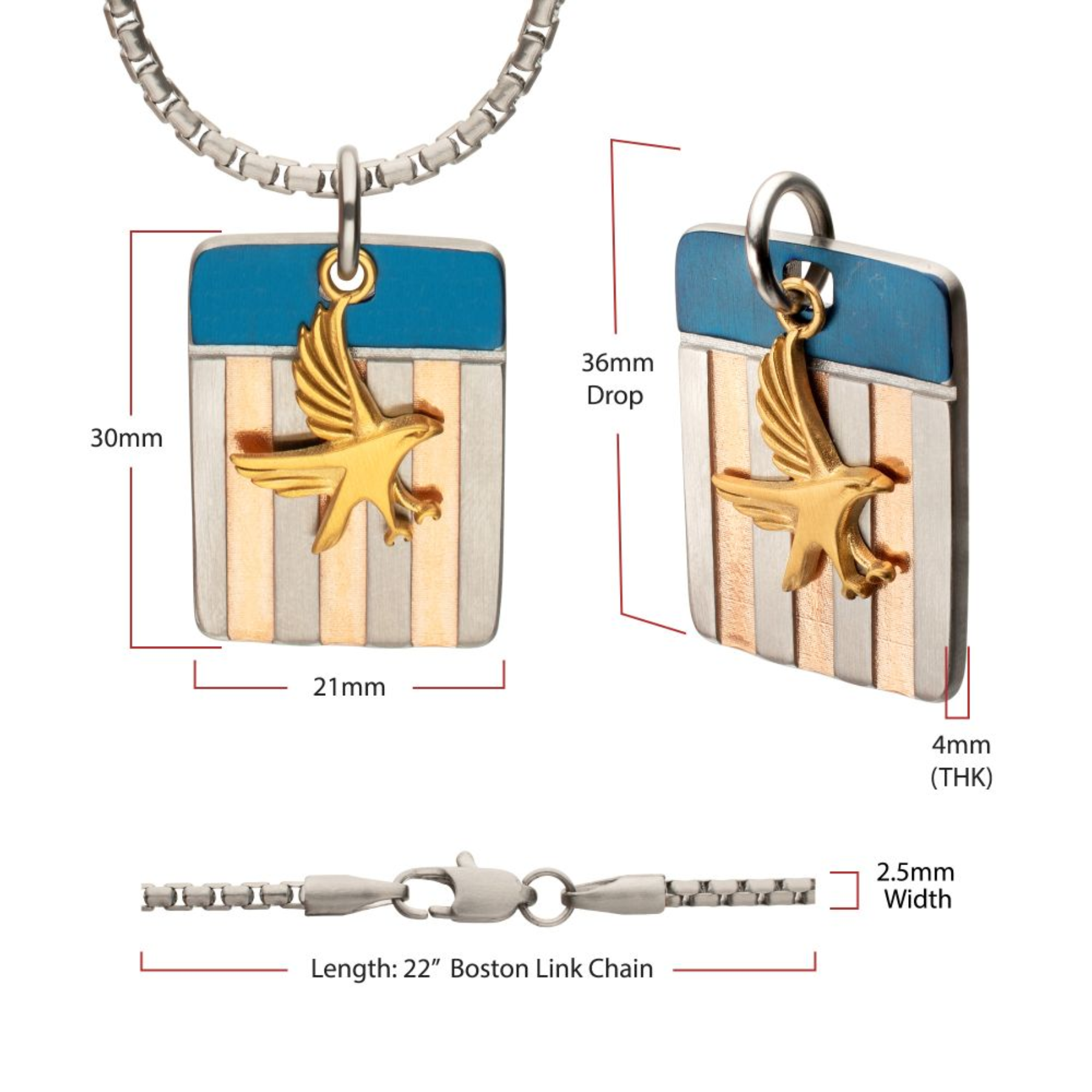 INOX EST. 1776: Metallic Coat Of Arms Pendant