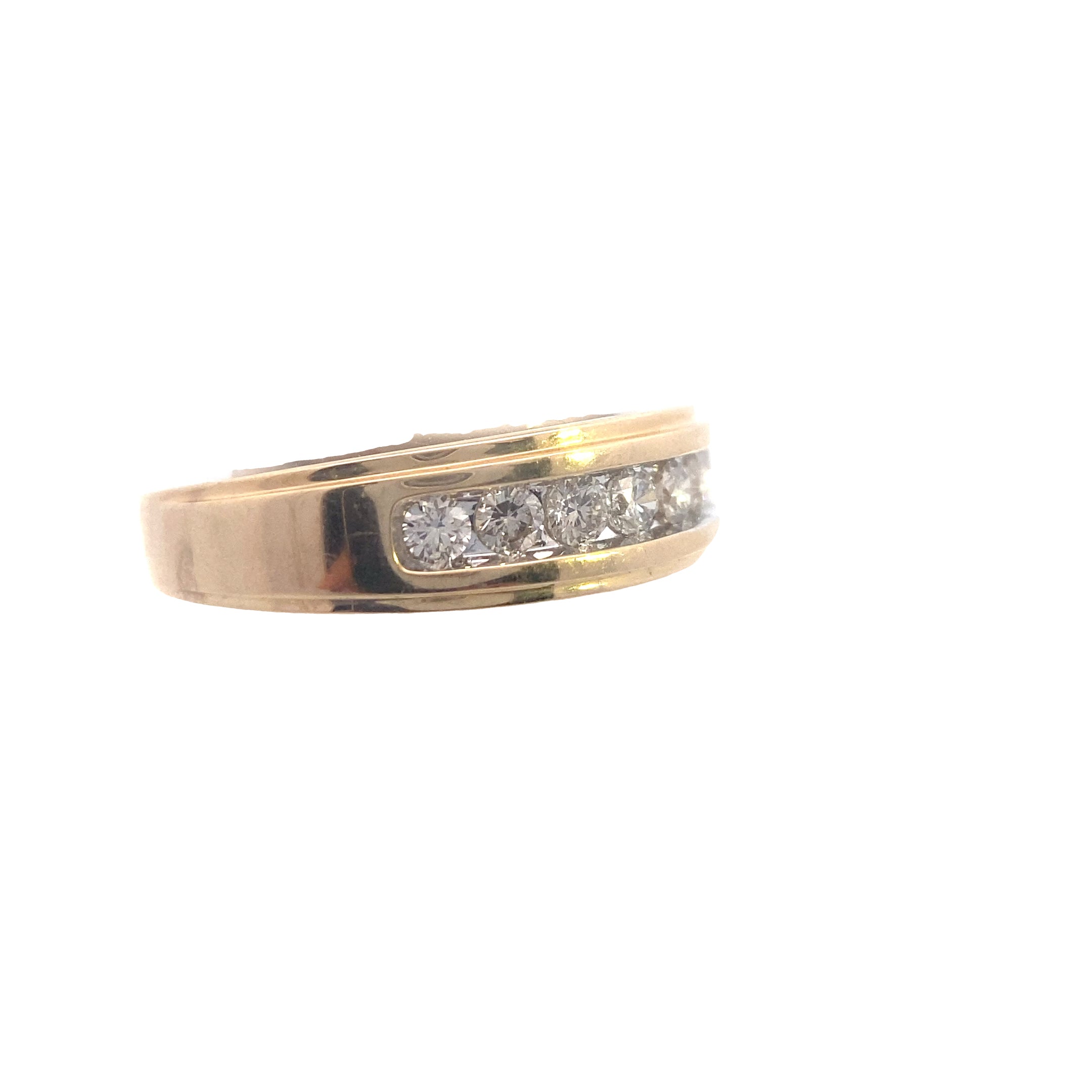10K Yellow Gold 1/2CT. Men's Diamond Stepped-Edge Channel-Set Wedding Band