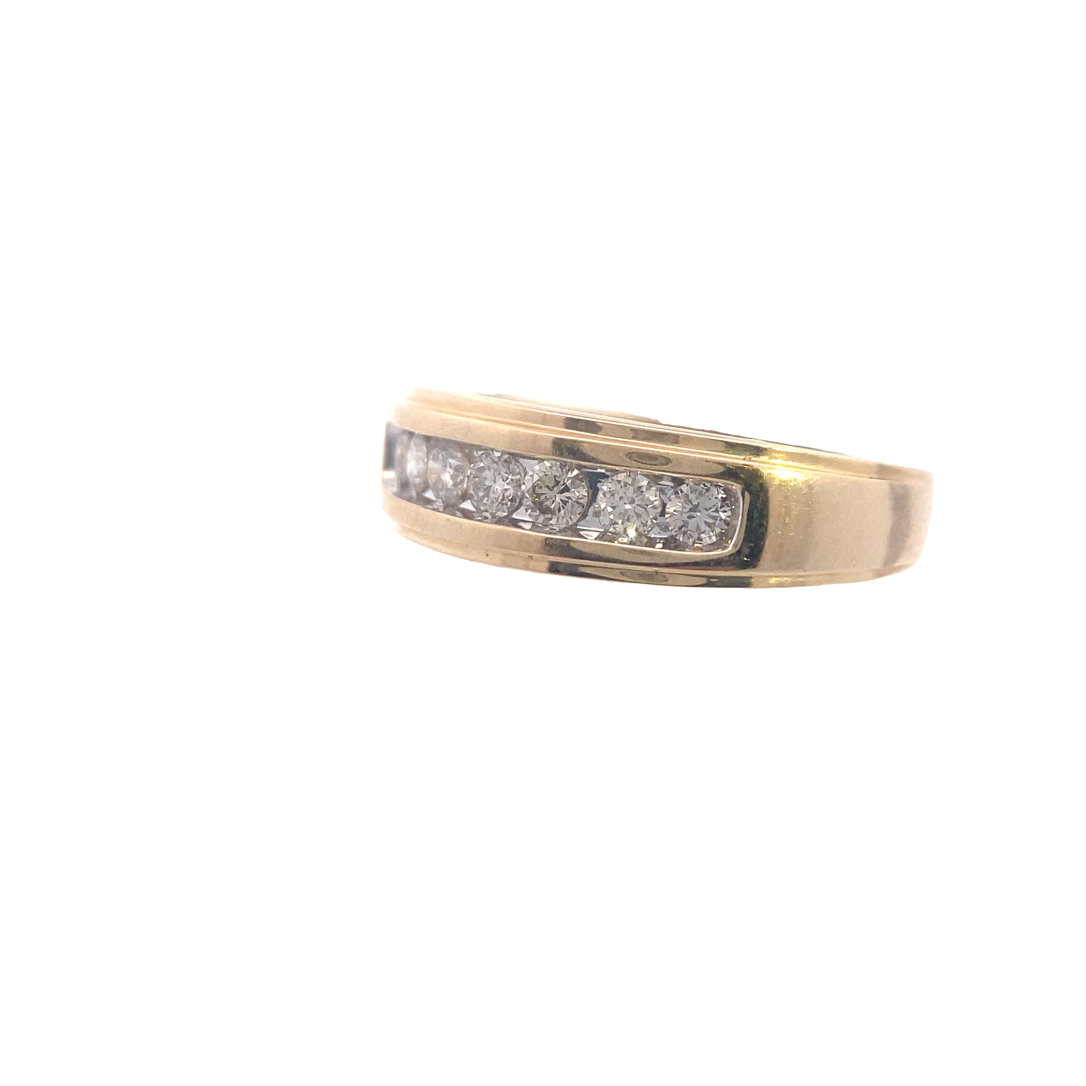 10K Yellow Gold 1/2CT. Men's Diamond Stepped-Edge Channel-Set Wedding Band