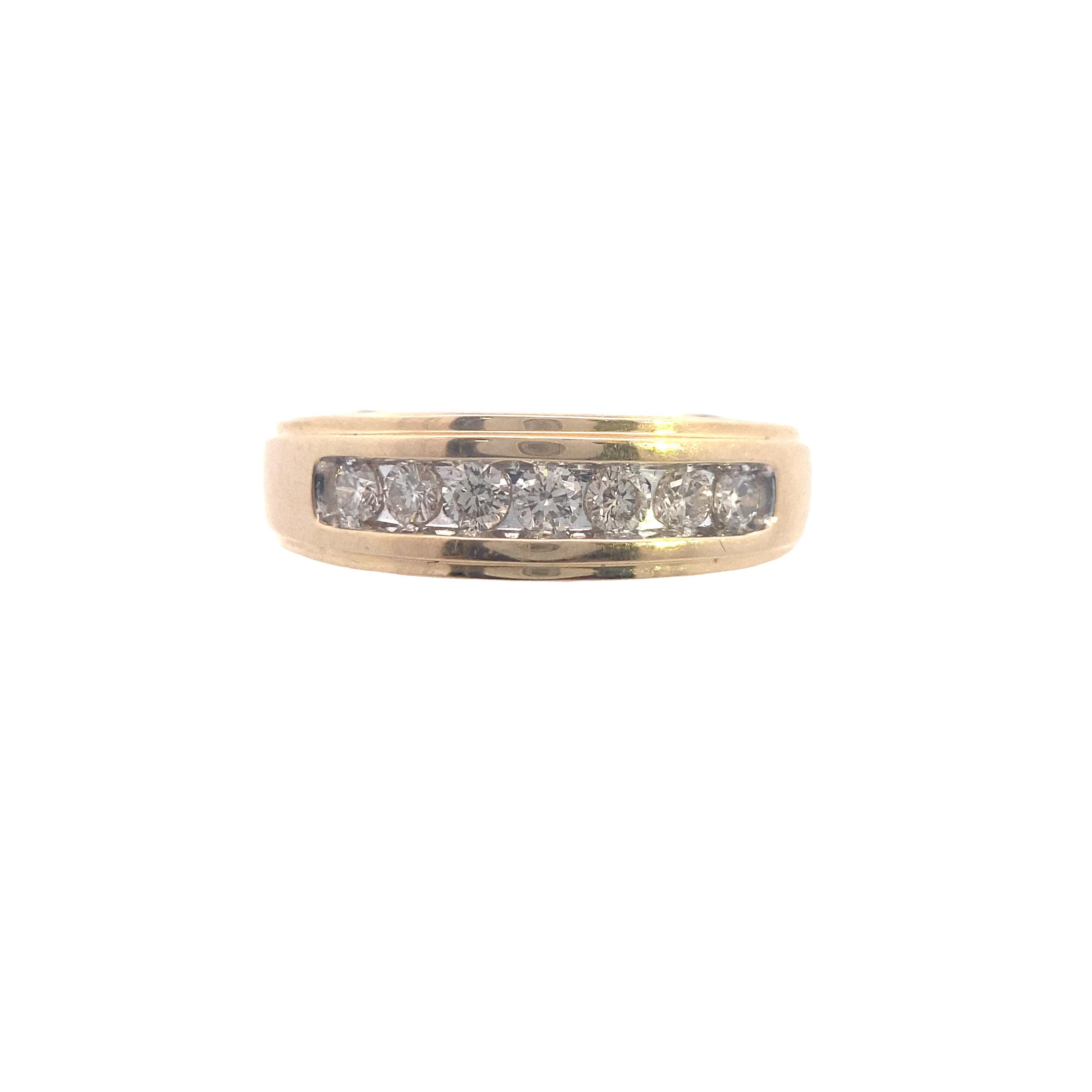 10K Yellow Gold 1/2CT. Men's Diamond Stepped-Edge Channel-Set Wedding Band