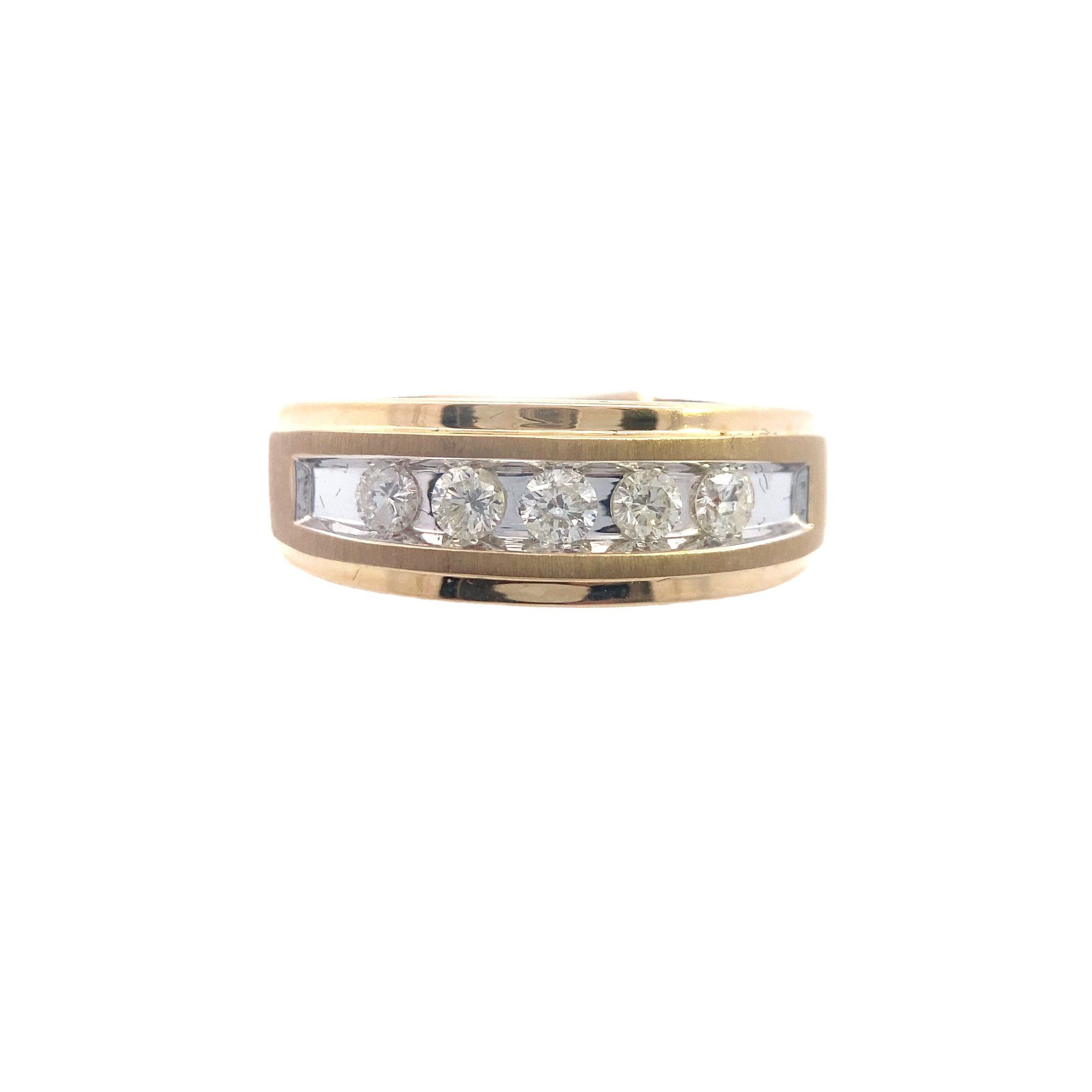 10K Yellow Gold 1/2CT. Diamond Brushed & Polished Men's Wedding Band