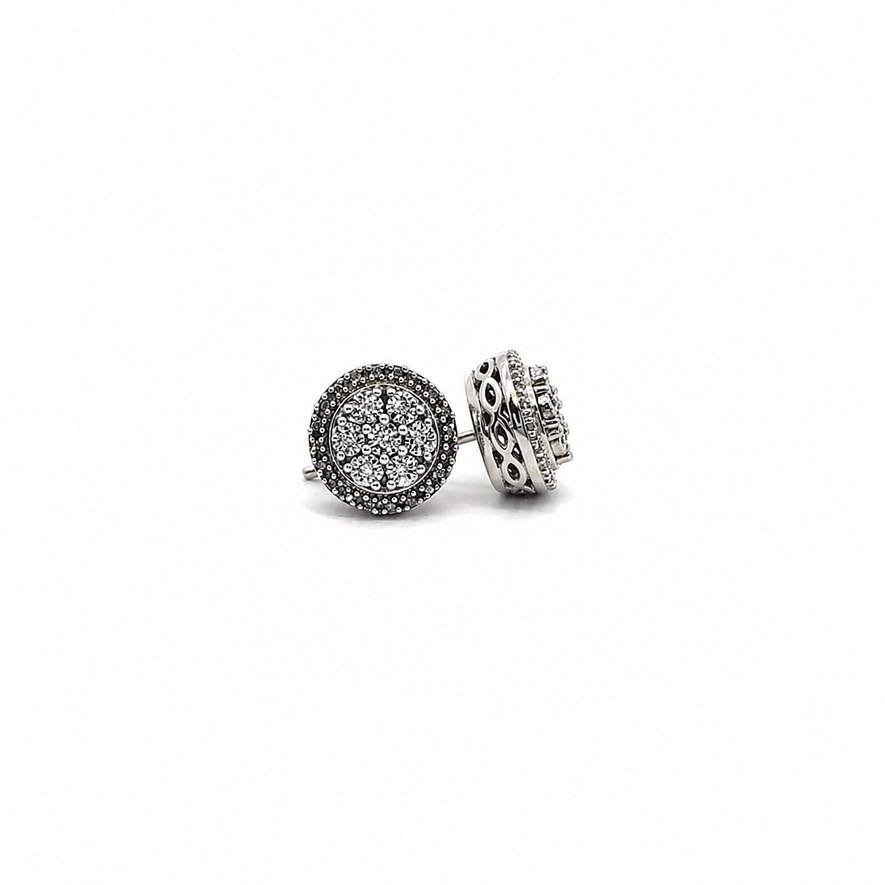 Estate Collection: Sterling Silver Natural Diamond Halo Stud Earrings