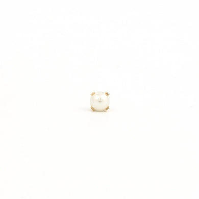 14K Yellow Gold 4MM Simulated White Pearl Piercing Stud