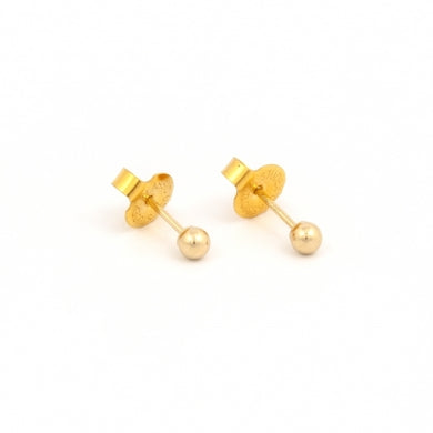 14K Yellow Gold 3MM Ball Baby Piercing Studs