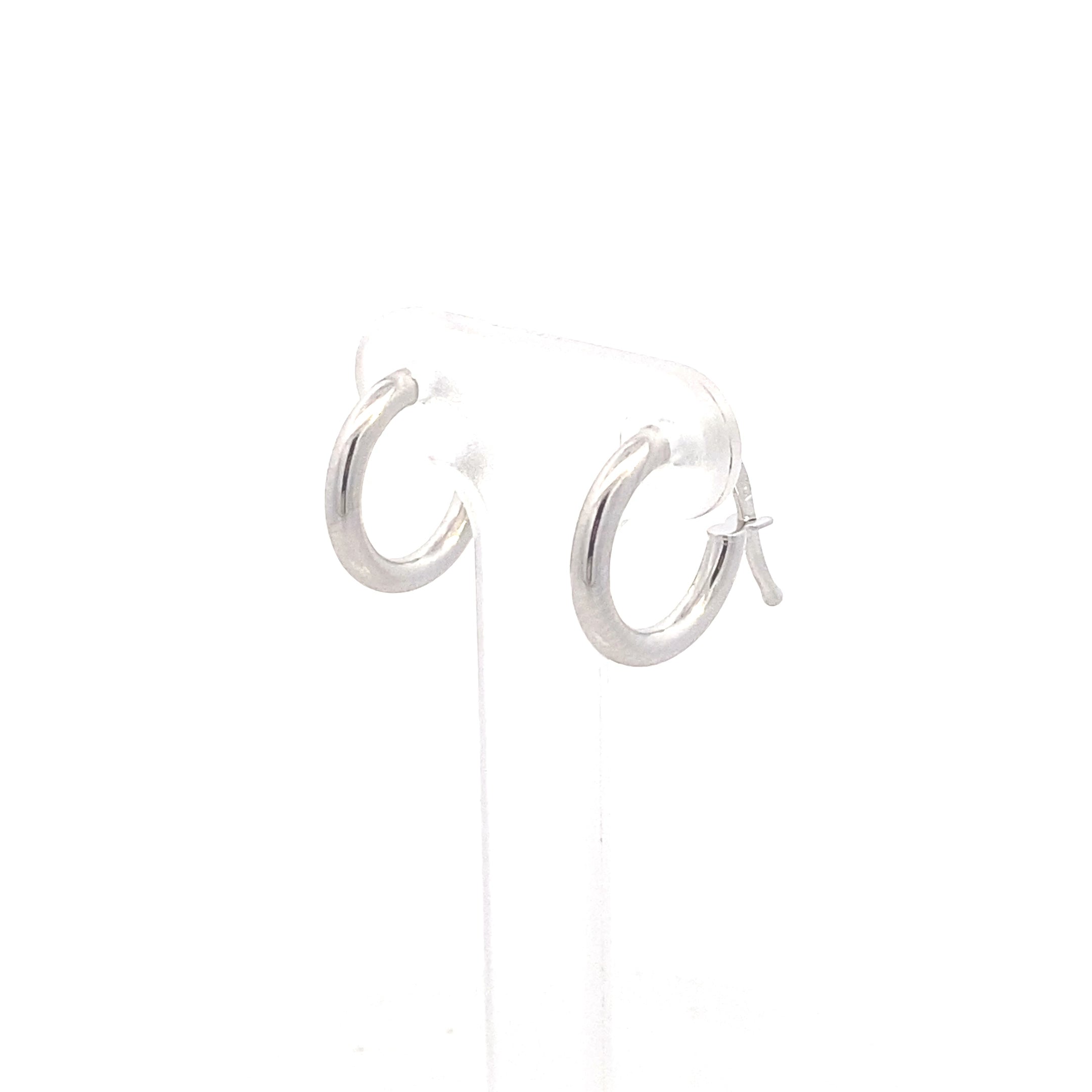 10K White Gold Simple Petite Huggie Hoops