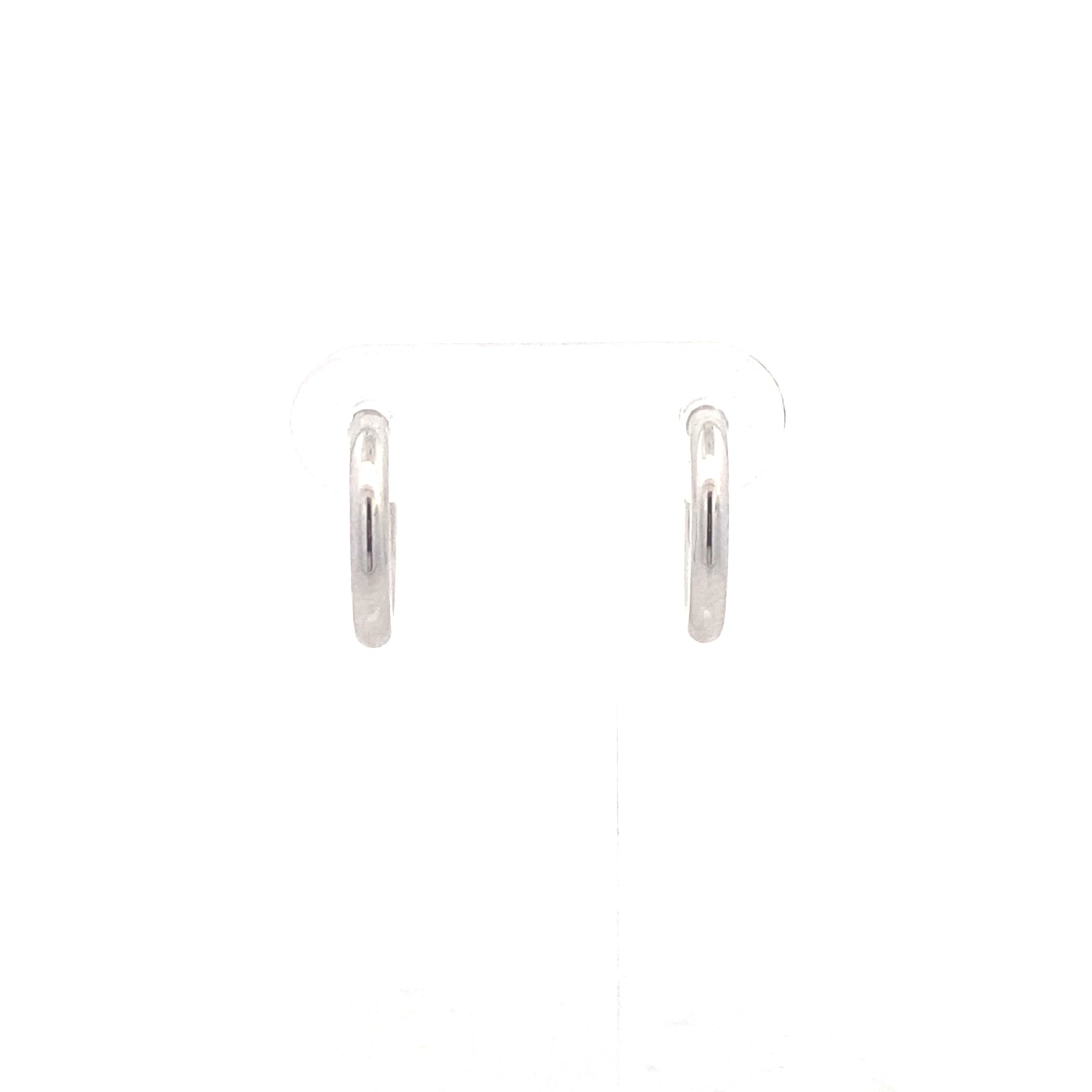 10K White Gold Simple Petite Huggie Hoops