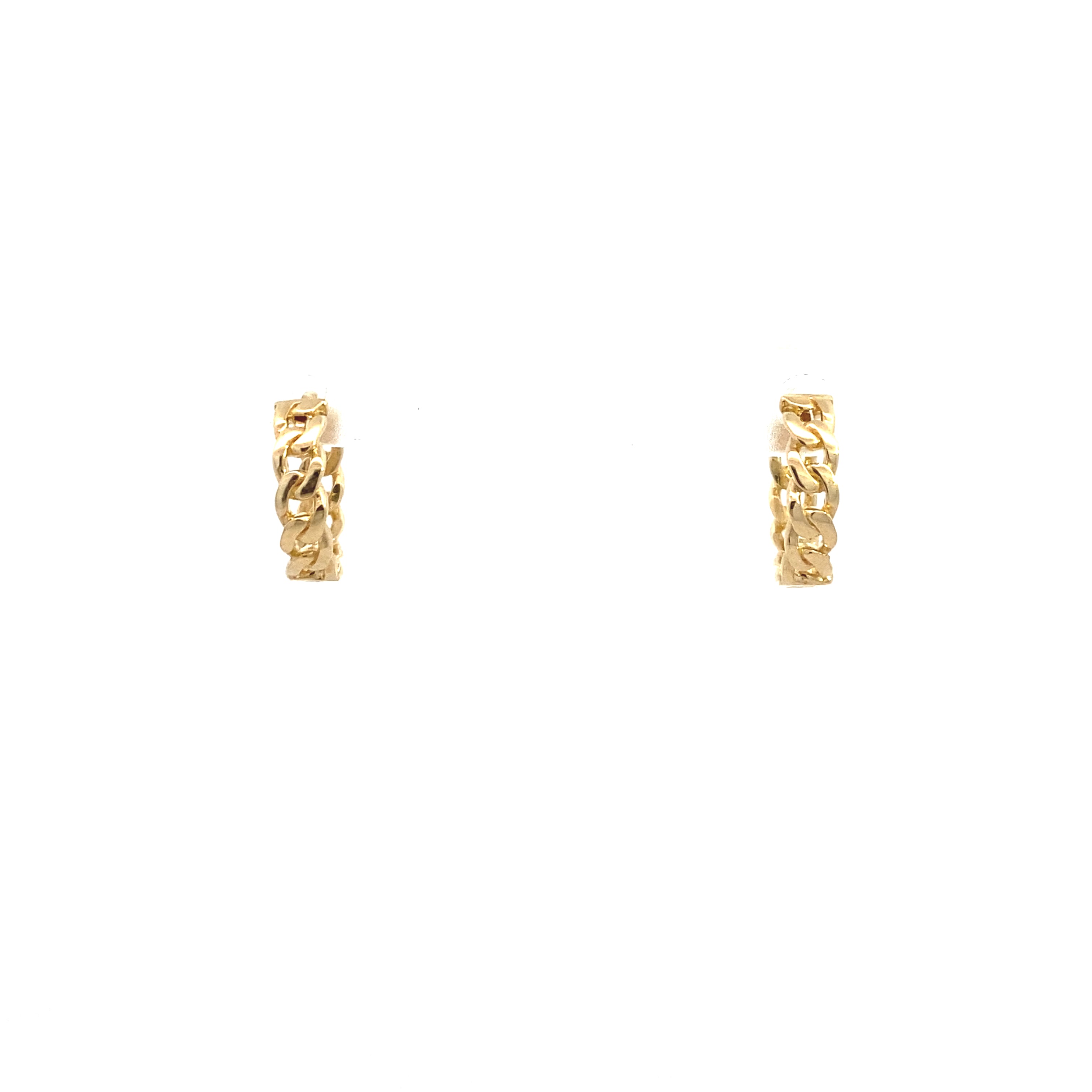 10K Yellow Gold Solid Link Huggie Hoops