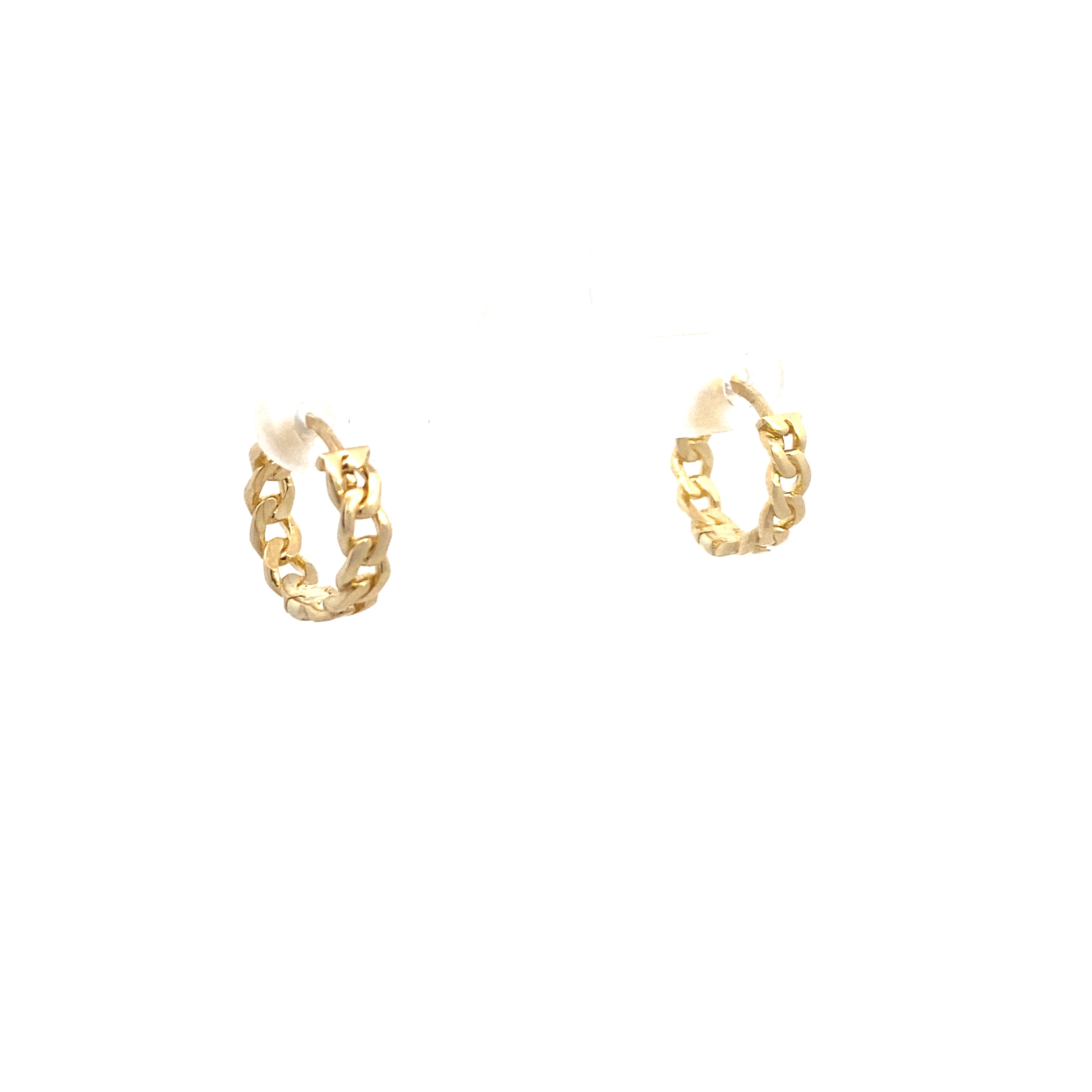 10K Yellow Gold Solid Link Huggie Hoops