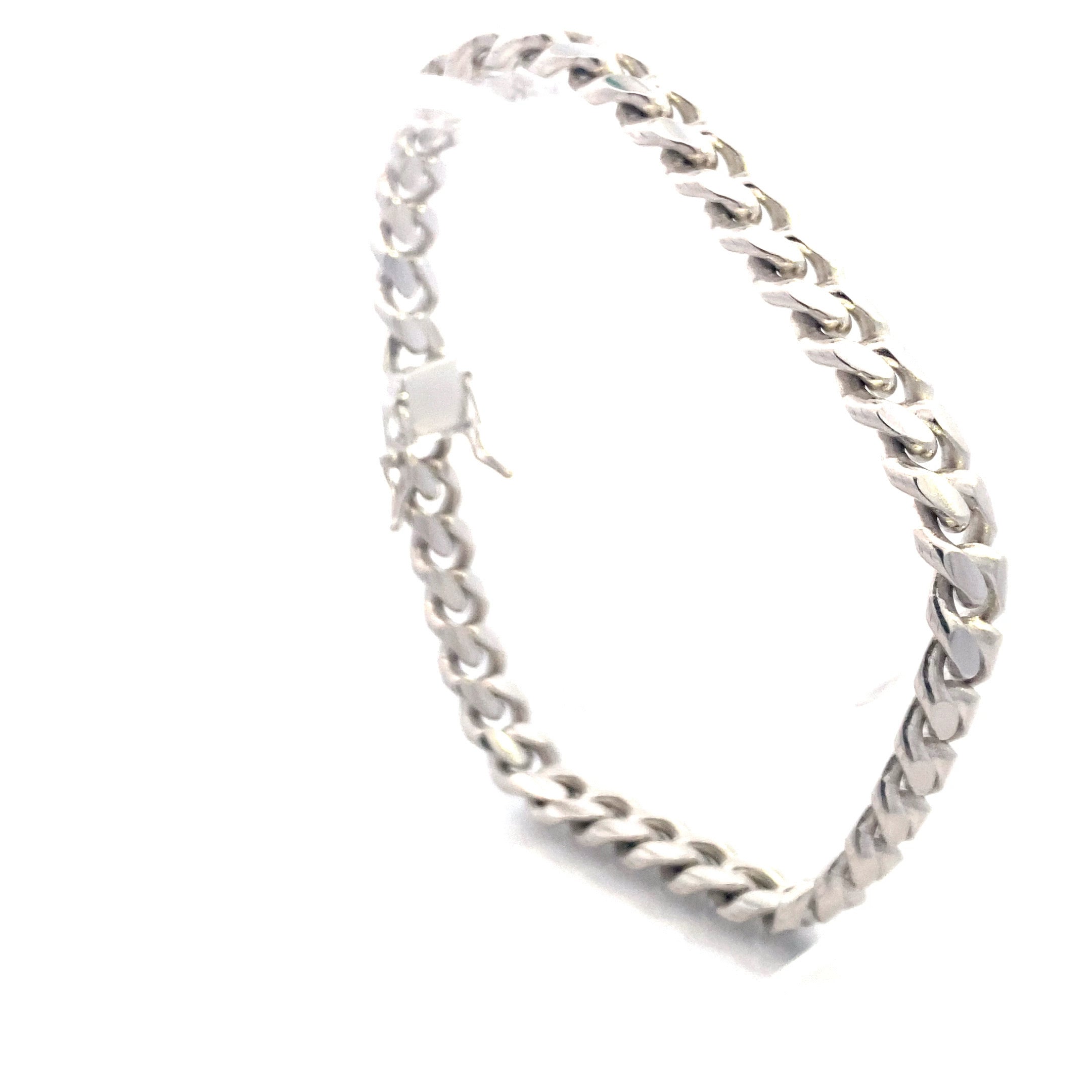 Sterling Silver Polished 8.5MM Curb Chain 9" Bracelet with Tennis Clasp