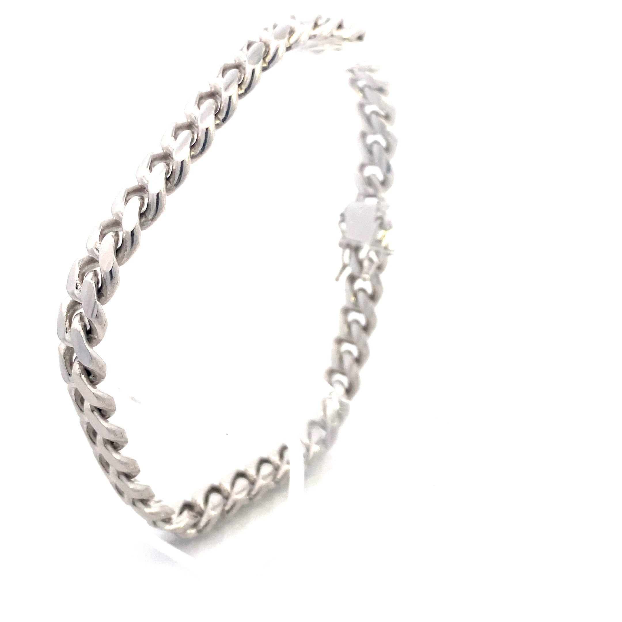 Sterling Silver Polished 8.5MM Curb Chain 9" Bracelet with Tennis Clasp