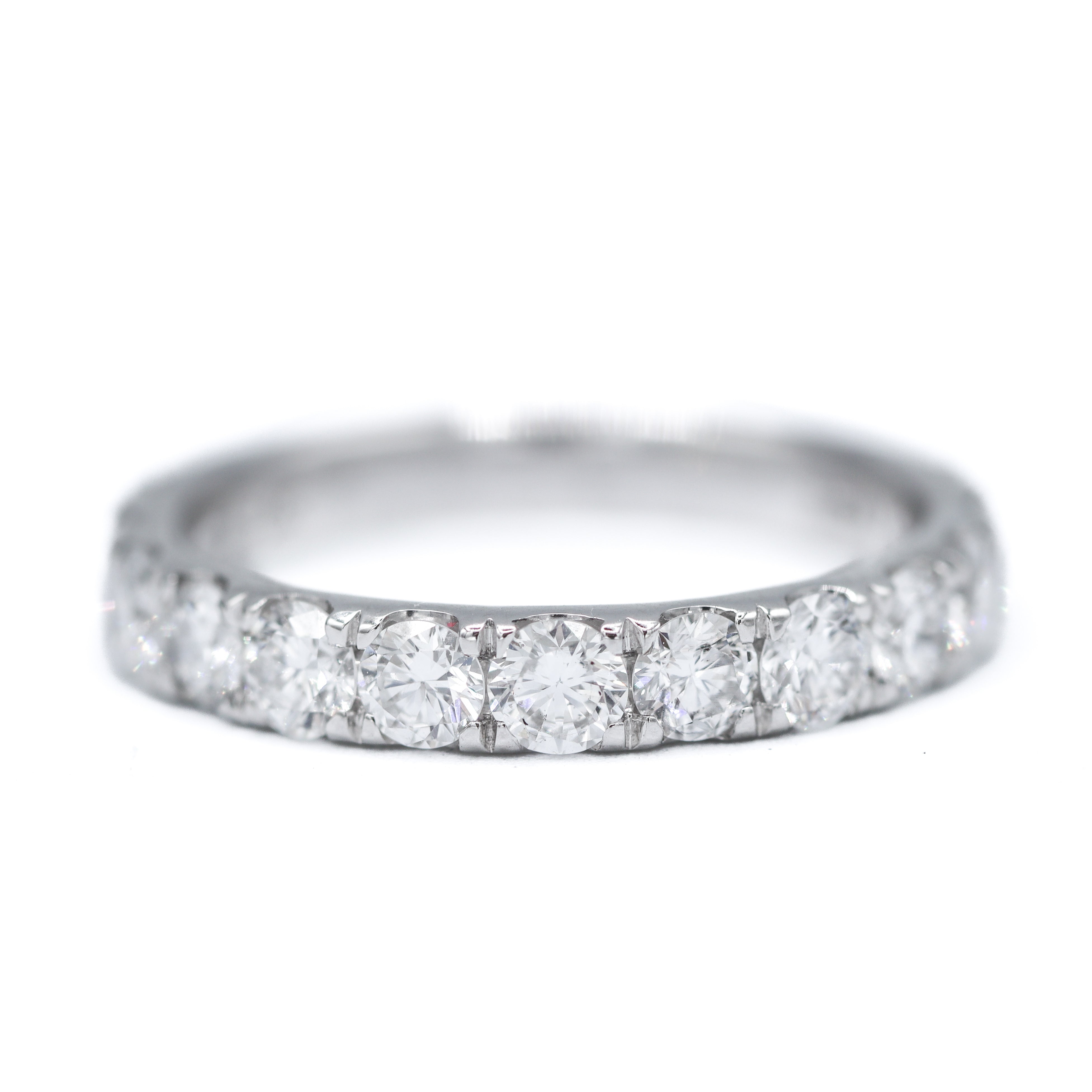 Front View of 14K White Gold 1.5CTW. Round Lab-Grown Diamond Band