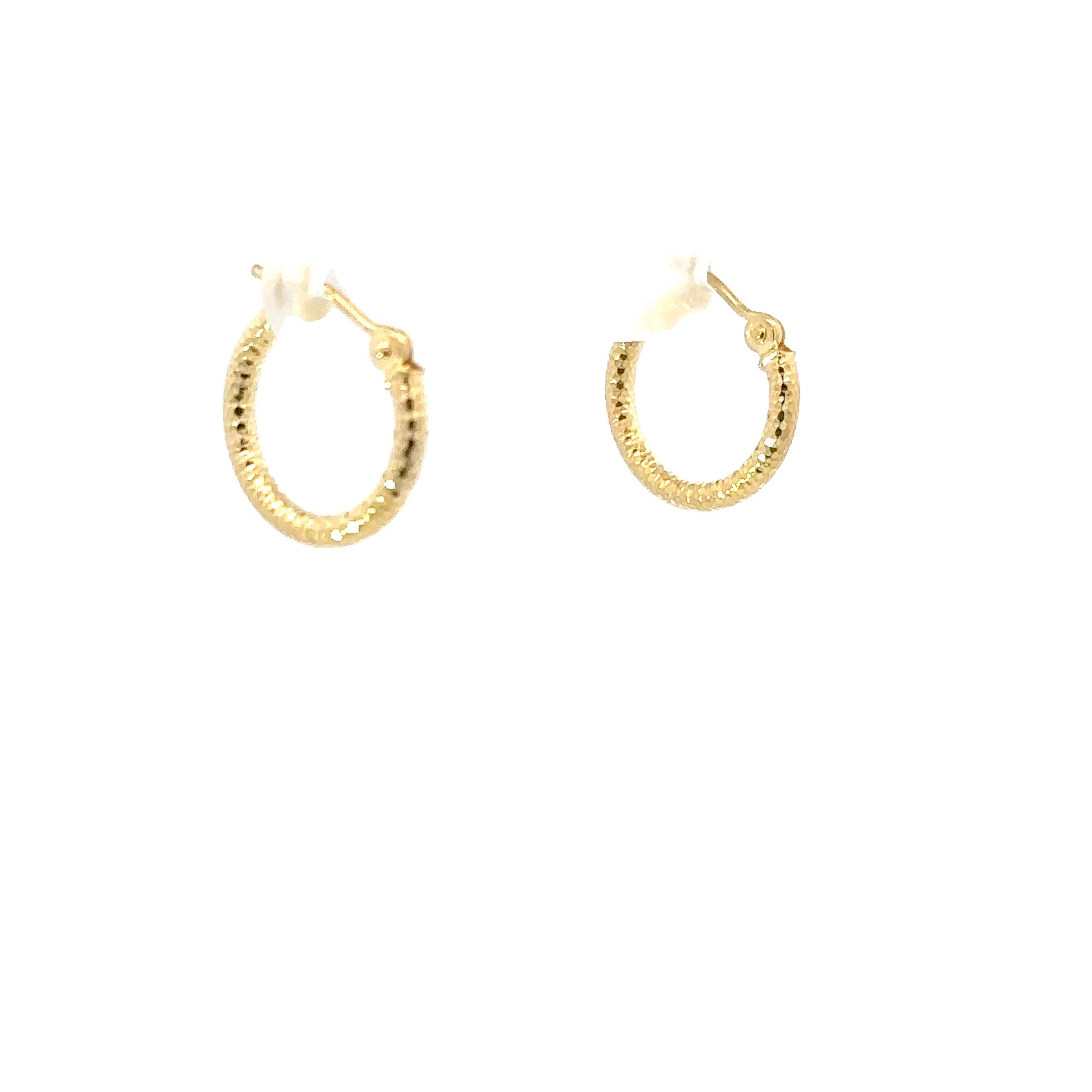 14K Yellow Gold 2X15MM Diamond Cut Hoops