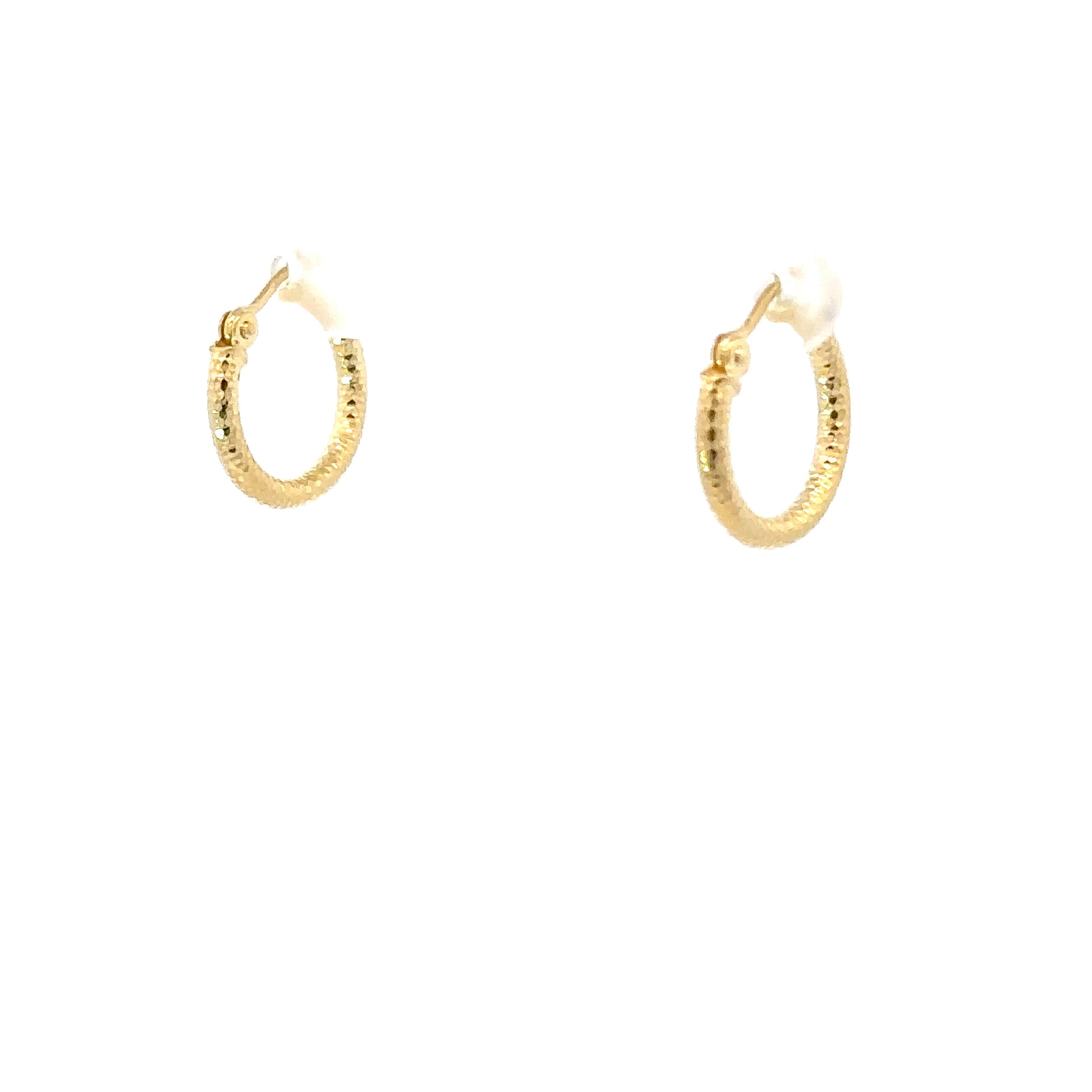 14K Yellow Gold 2X15MM Diamond Cut Hoops