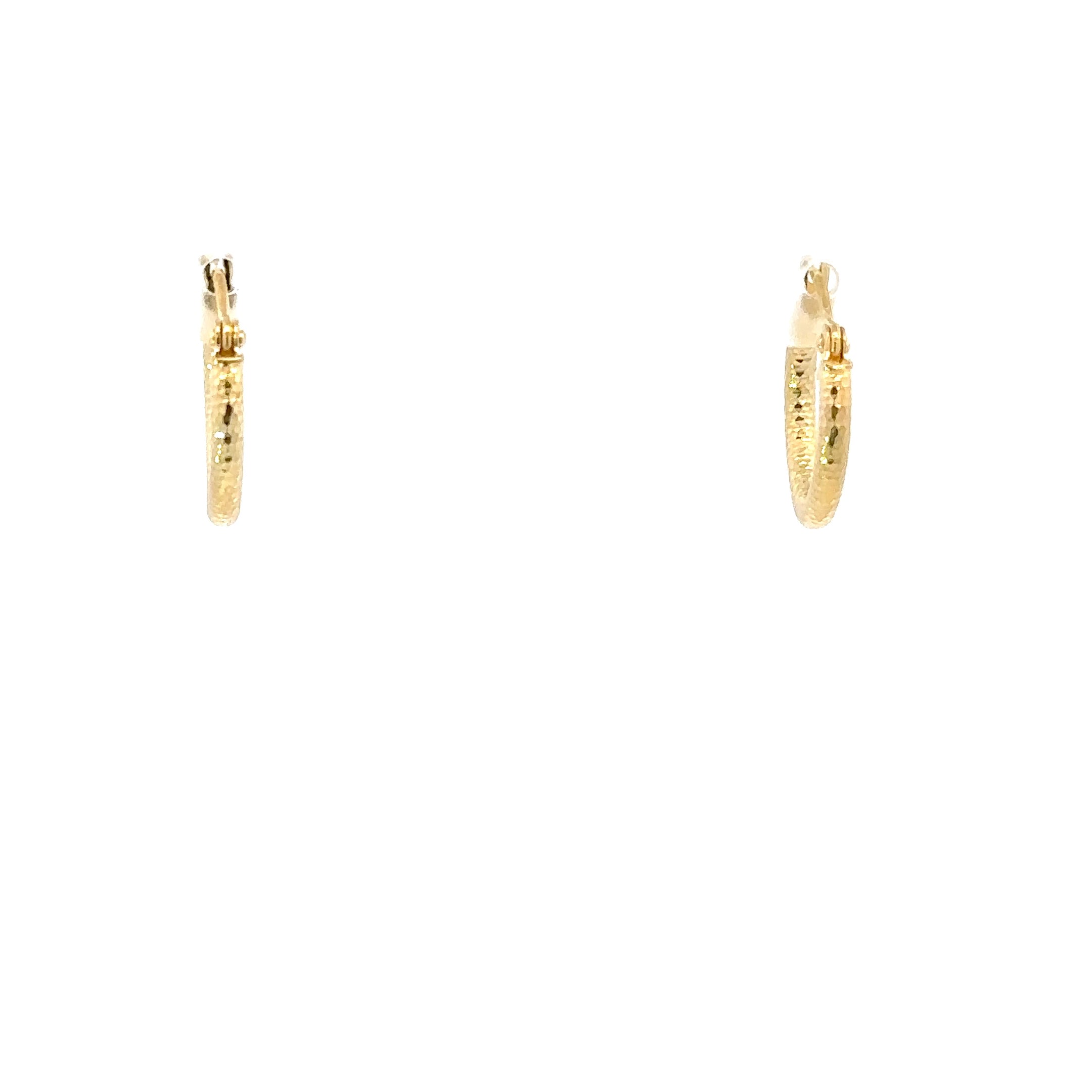 14K Yellow Gold 2X15MM Diamond Cut Hoops