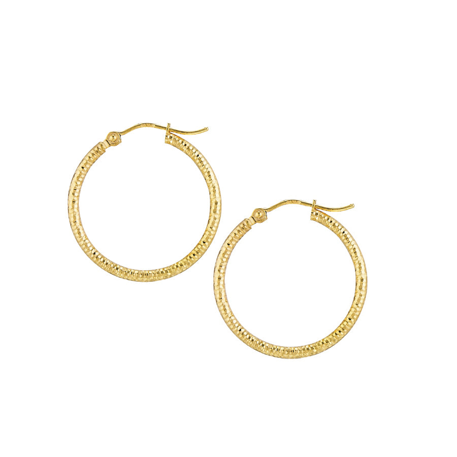 14K Yellow Gold 2x25MM Hoops Side View