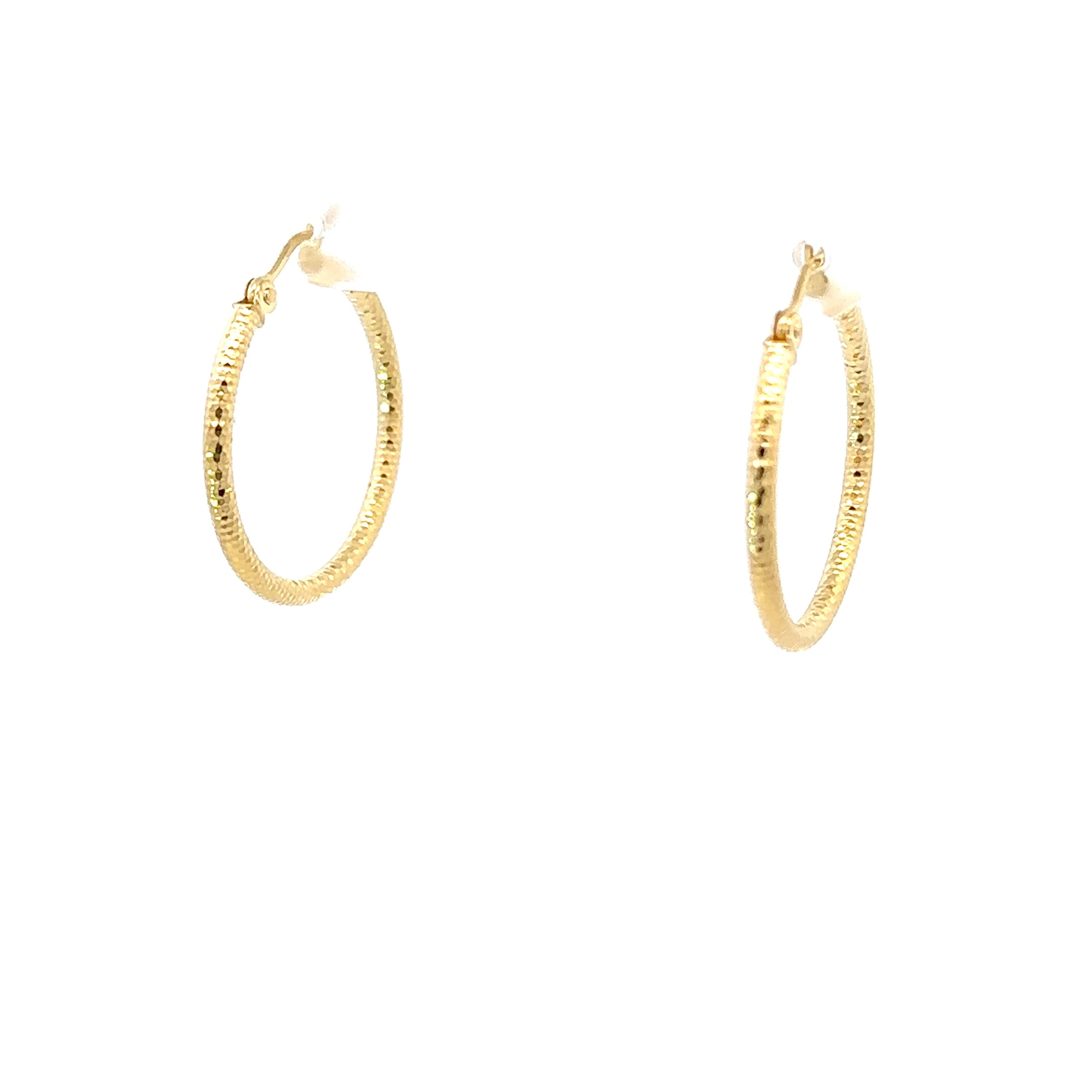 14K Yellow Gold 2x25MM Hoops Left Side View