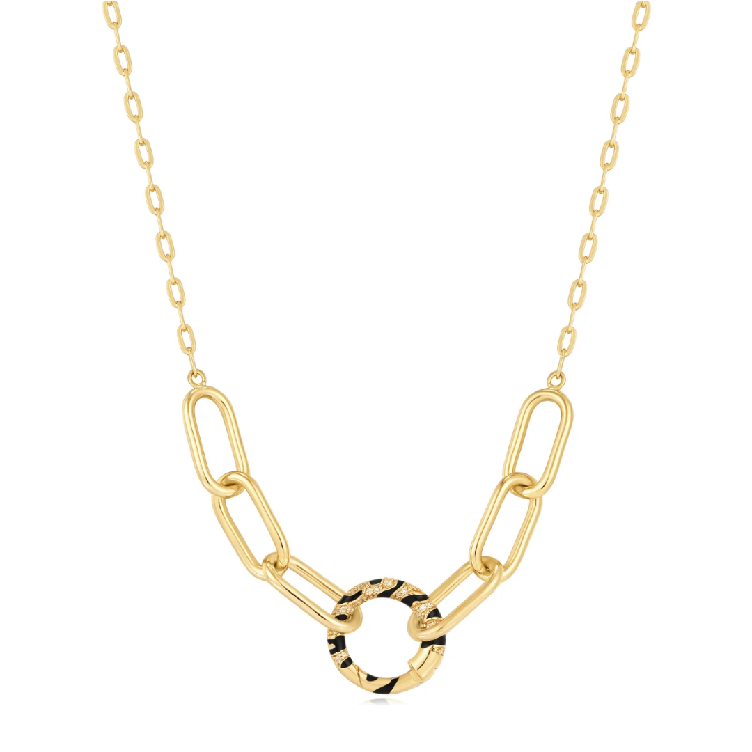 Ania Haie Gold-Plated Tiger Detail Charm Connector Necklace