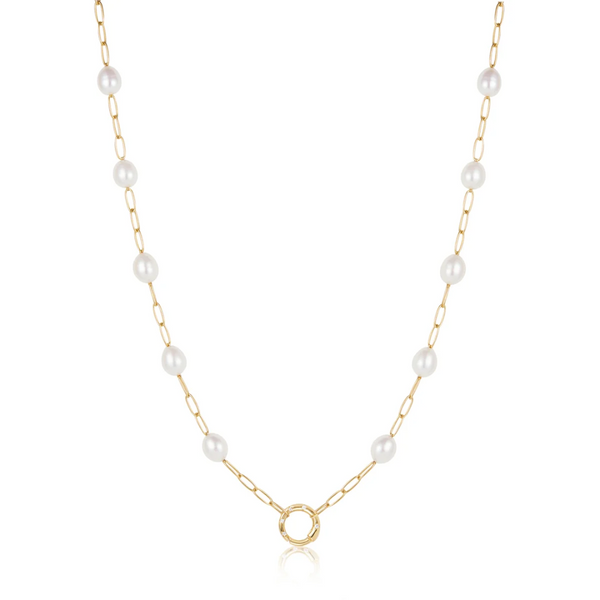 Ania Haie 14K Yellow Gold-Plated Pearl & Paperclip Chain Charm Connector Necklace