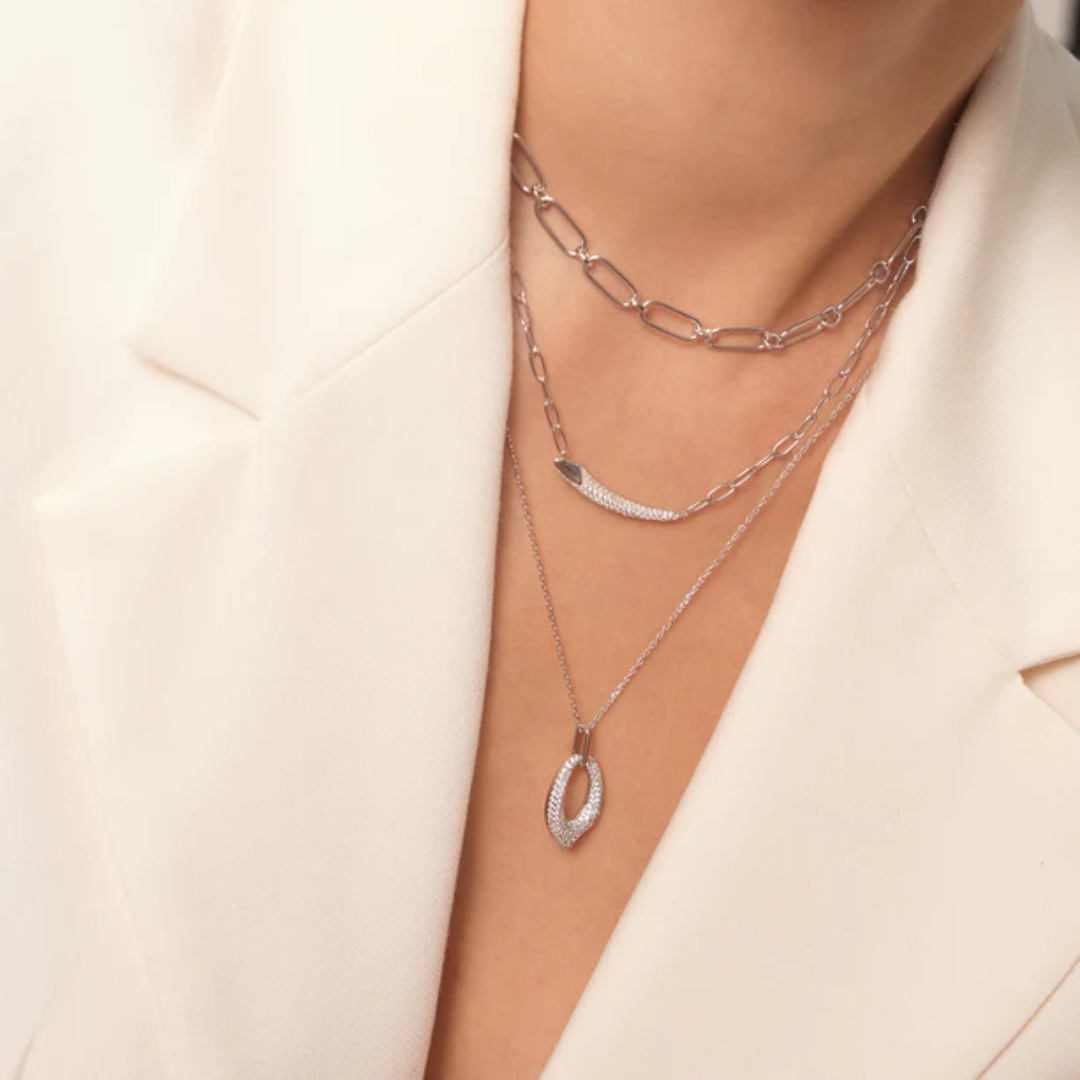 Ania Haie Sterling Silver Pavé Bar Chain Necklace