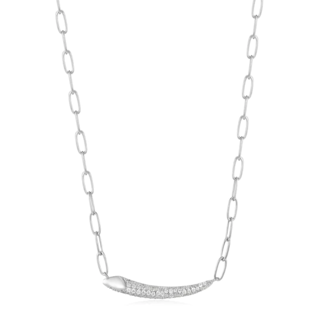 Ania Haie Sterling Silver Pavé Bar Chain Necklace