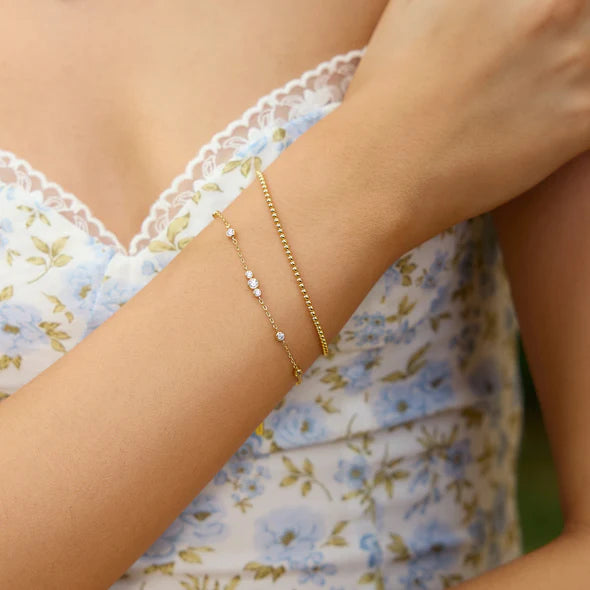 Arm View Ania Haie Gold Sparkling Bezel Cubic Zirconia Station Bracelet
