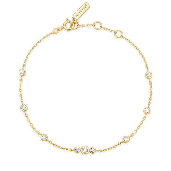 Top View Ania Haie Gold Sparkling Bezel Cubic Zirconia Station Bracelet