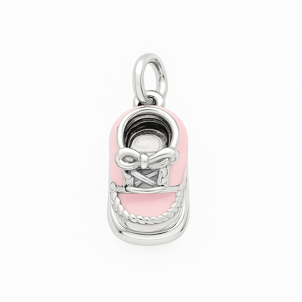 Sterling Silver Pink Baby Shoe Charm