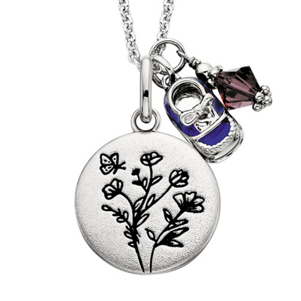 Sterling Silver Flower & Quote Pendant Necklace