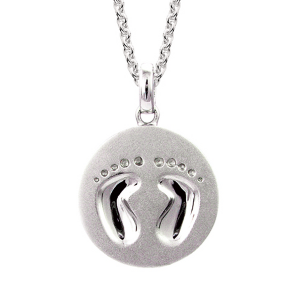 Sterling Silver Footprint Pendant Necklace