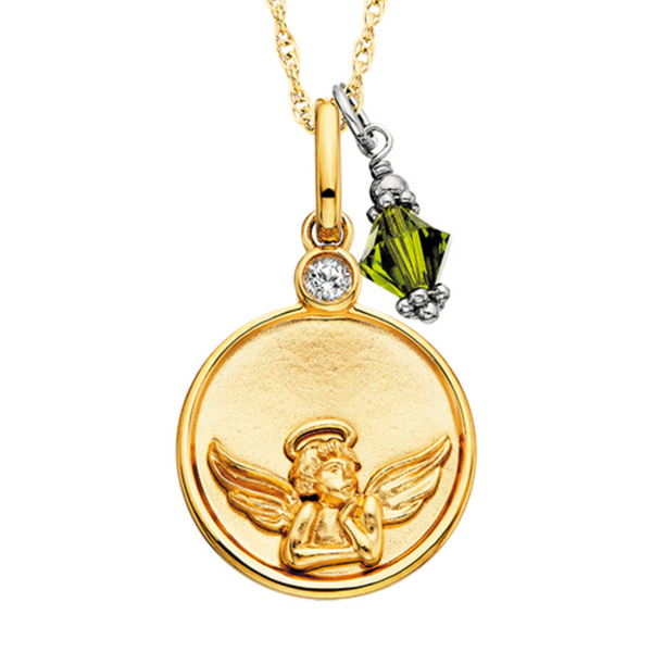 Gold-Plated Guardian Angel Pendant Necklace