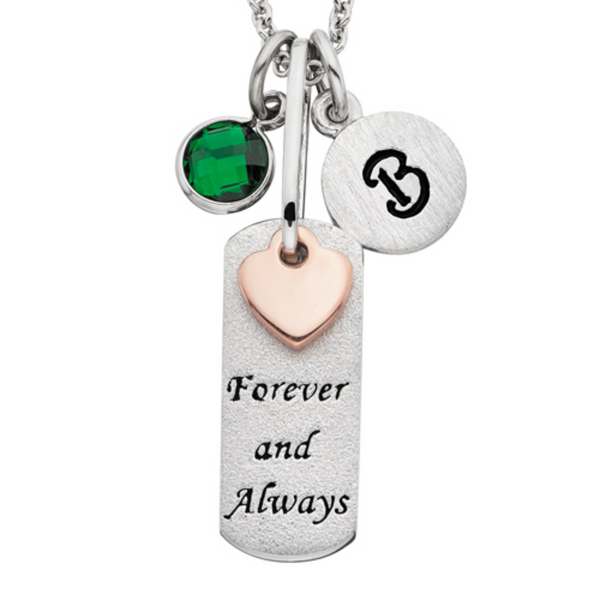 Sterling Silver Forever & Always Pendant Necklace