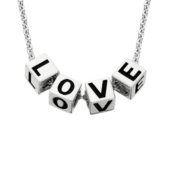 Sterling Silver Love Cube Pendant Necklace