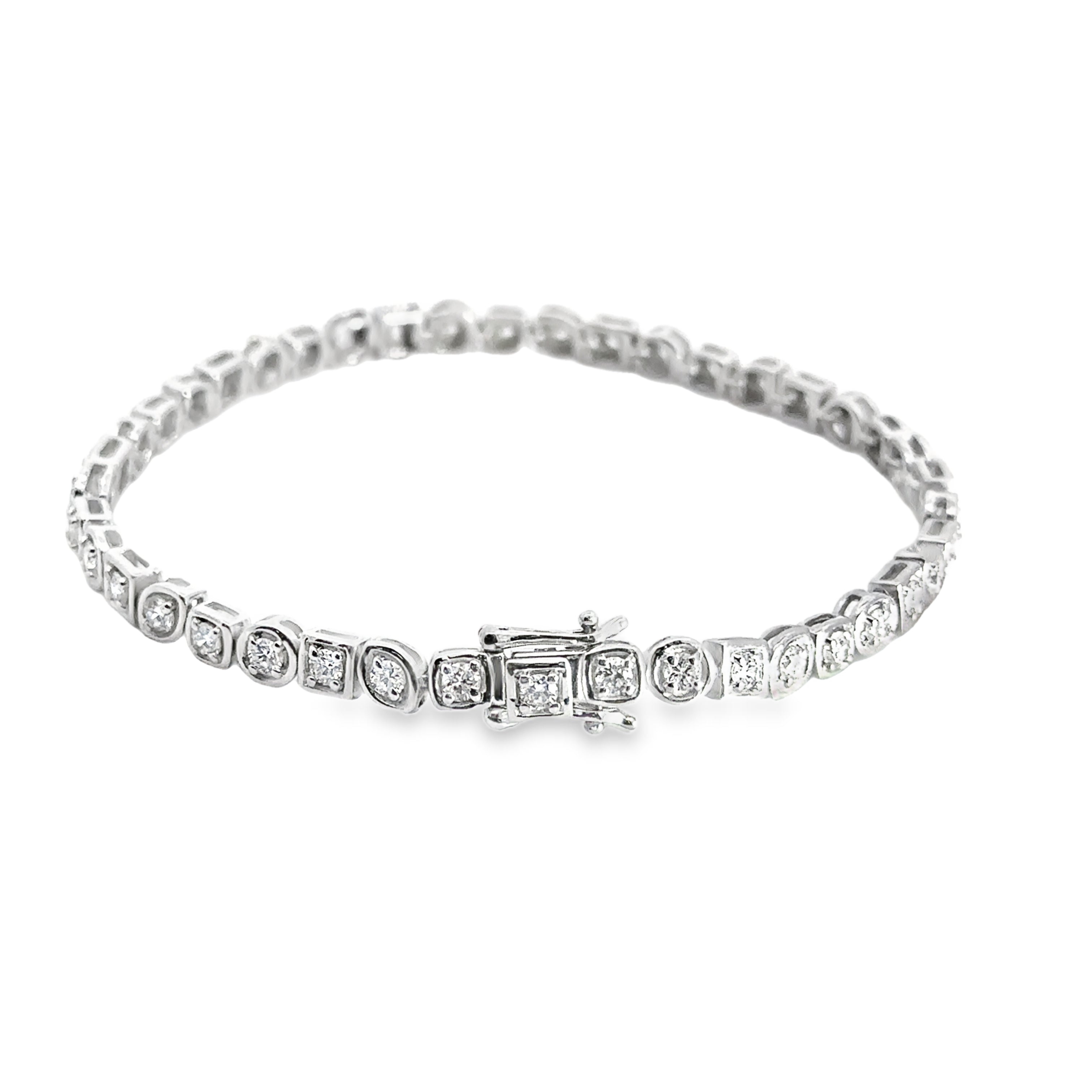 Sterling Silver 2.50CTW. Lab-Grown Diamond Bezel Set Tennis Bracelet