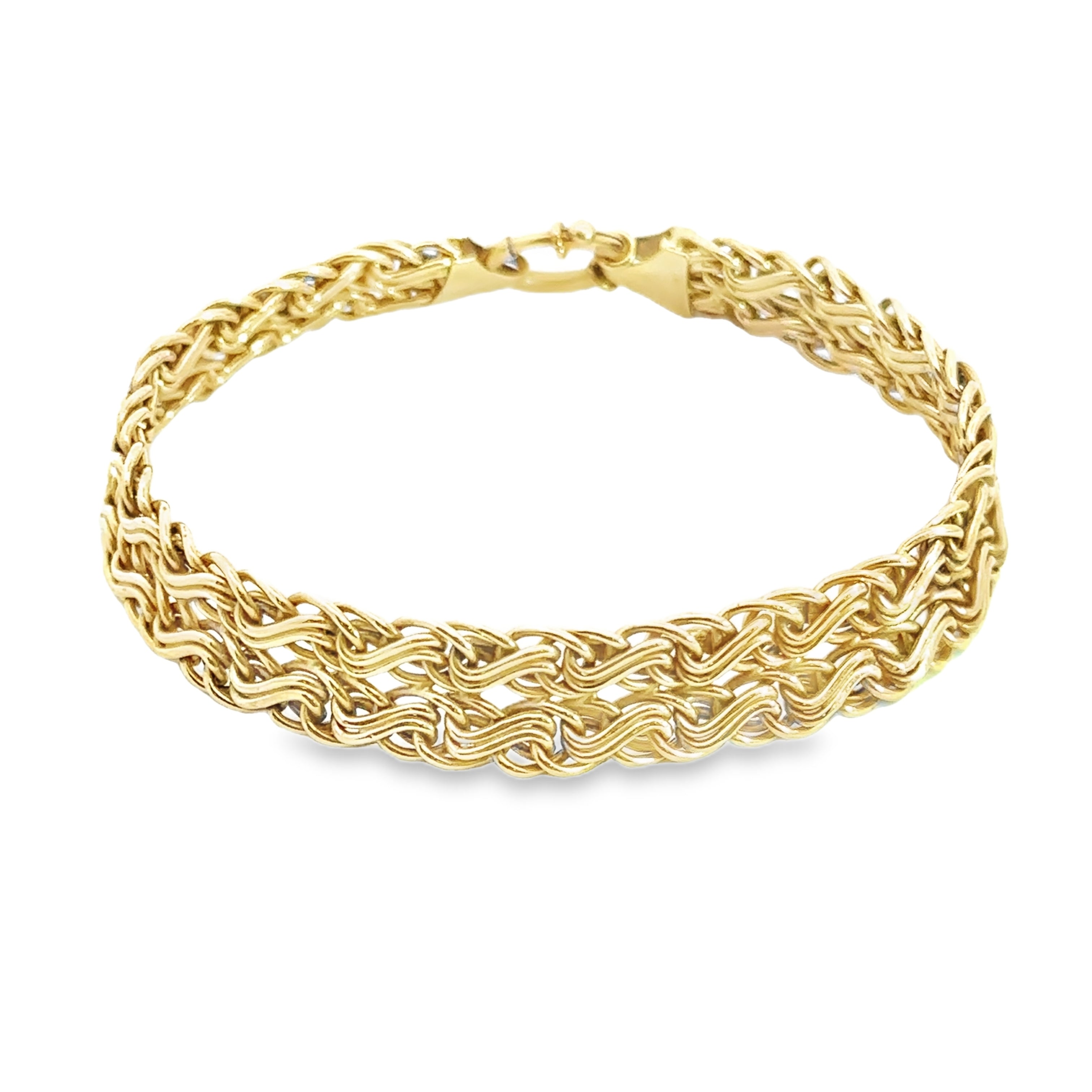 Estate Collection: 14K Yellow Gold Hollow Double Row Fancy Link Bracelet