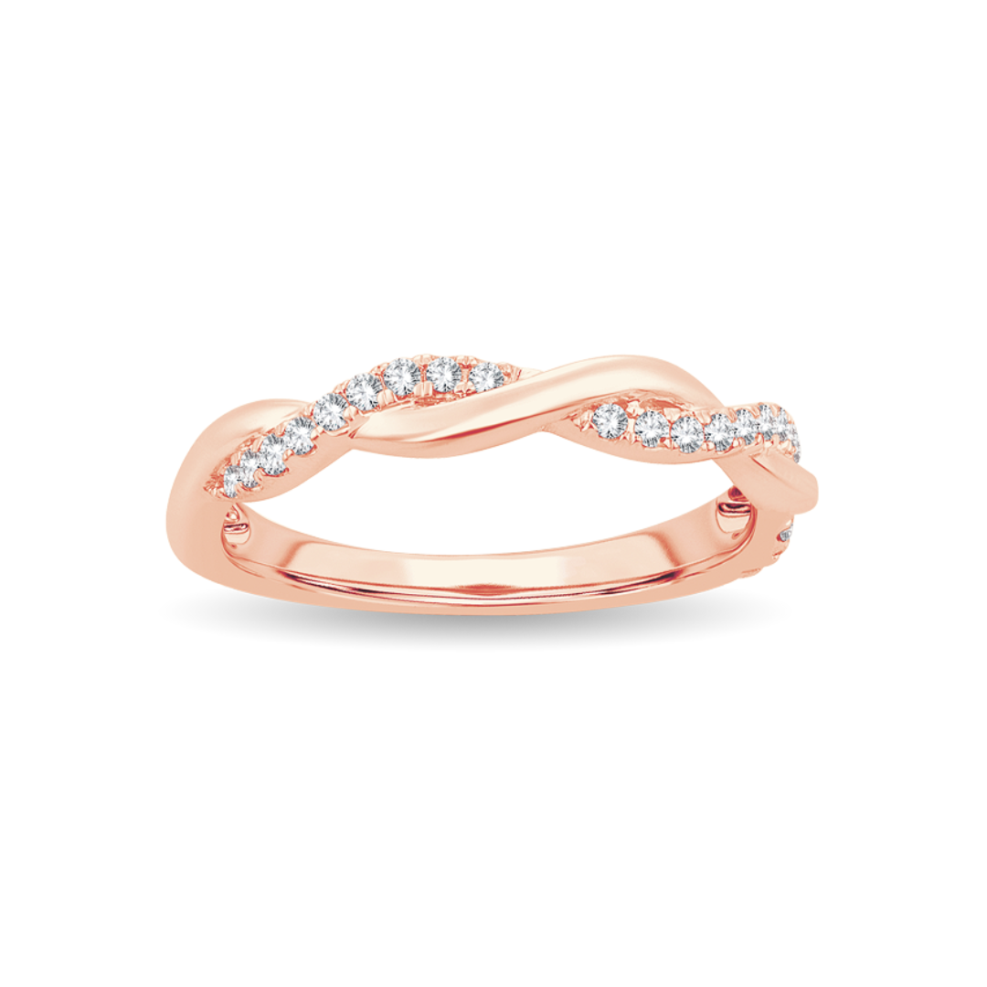 10K Rose Gold Lab-Grown Diamond Twist Wedding Band