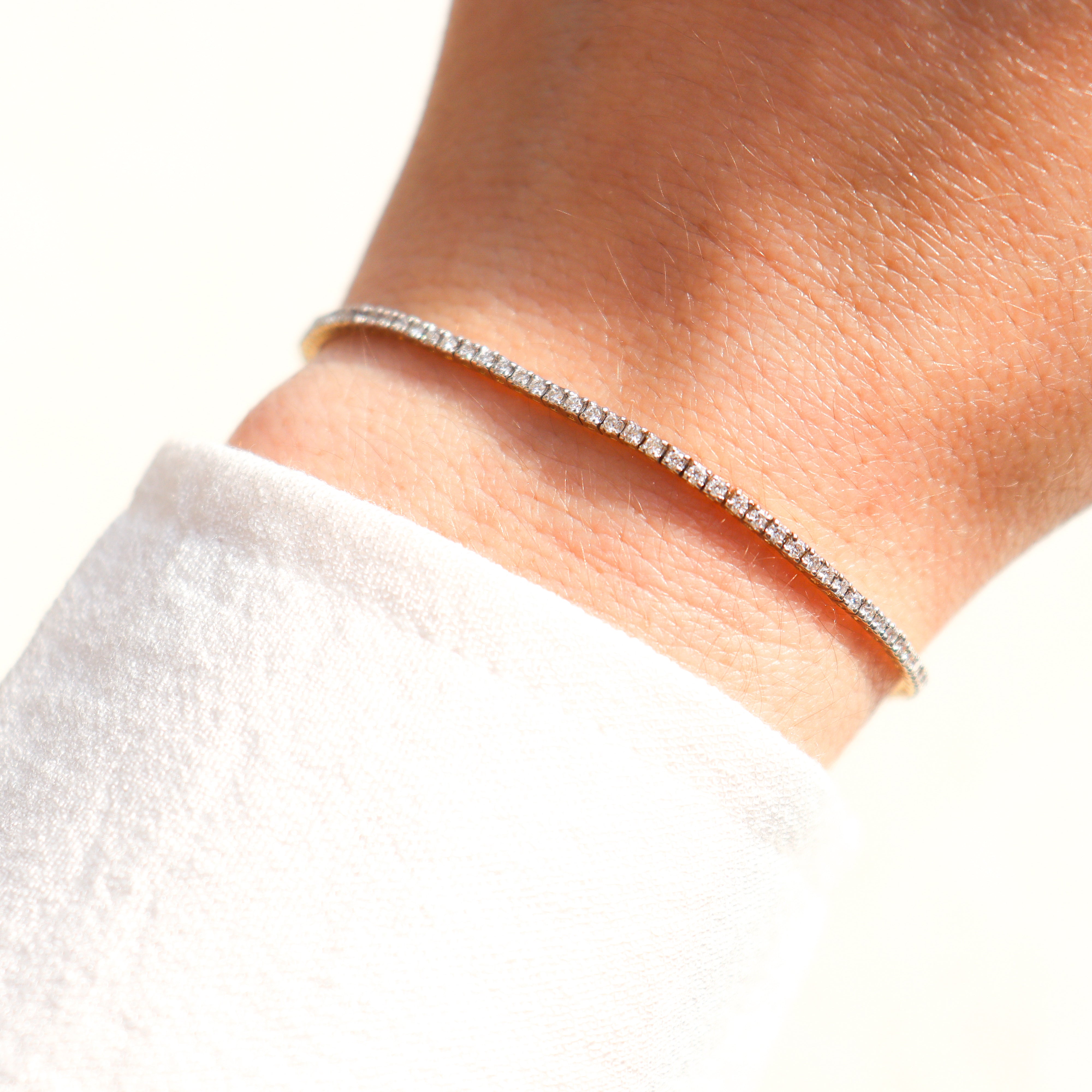 14K Yellow Gold 1CTW. Lab-Grown Diamond Tennis Bracelet