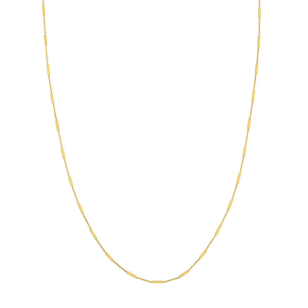 14k Yellow Gold Bar Station Cable Chain