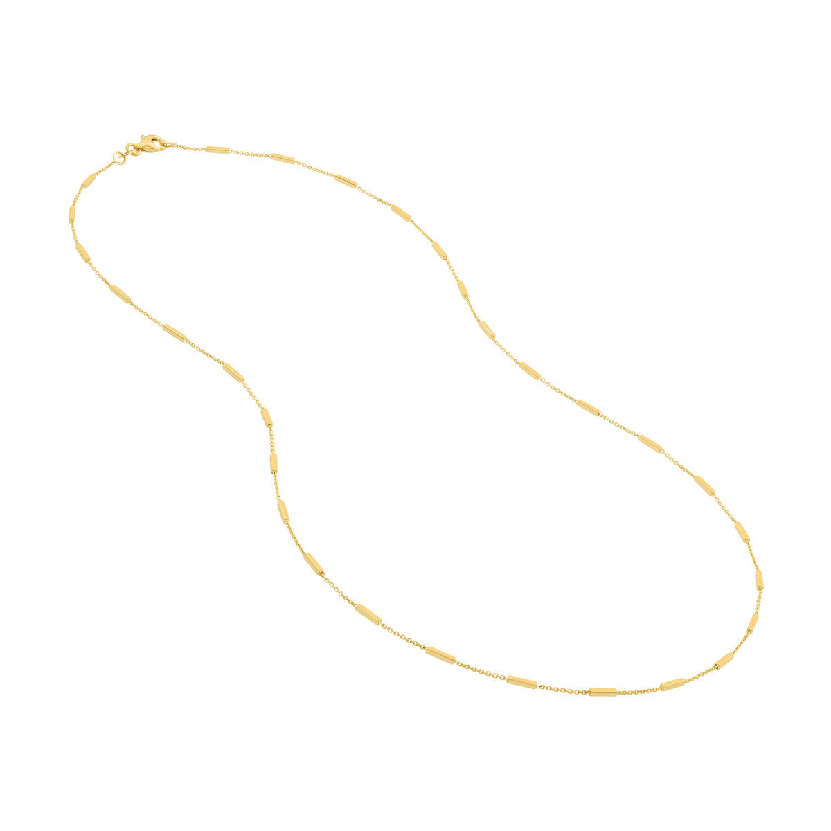 14k Yellow Gold Bar Station Cable Chain
