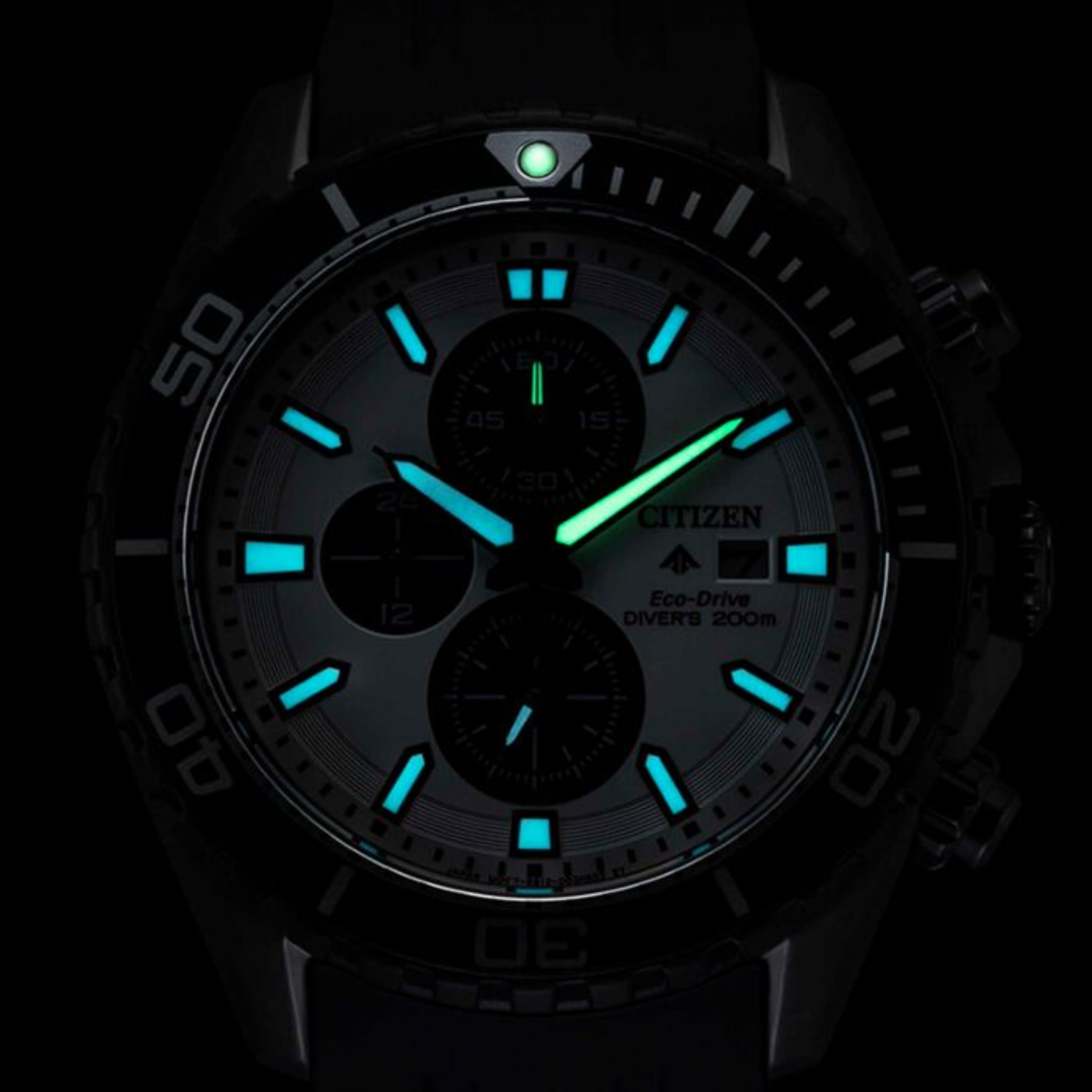 Glow in the dark watch on black background