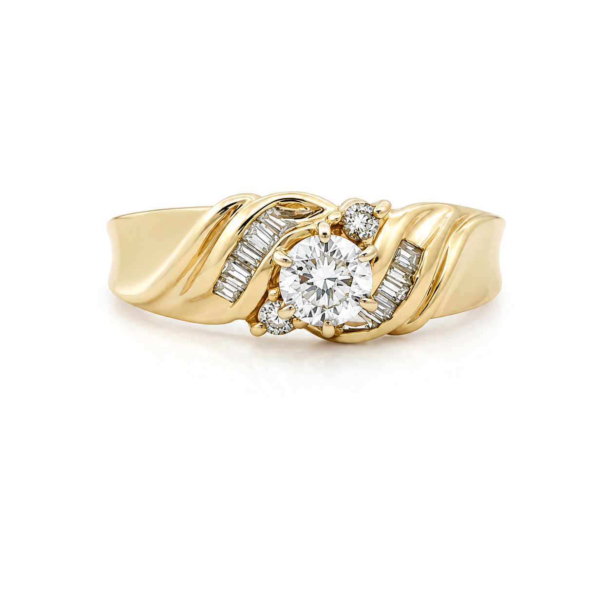 Estate Collection: 14K Yellow Gold Round Diamond Engagement Ring