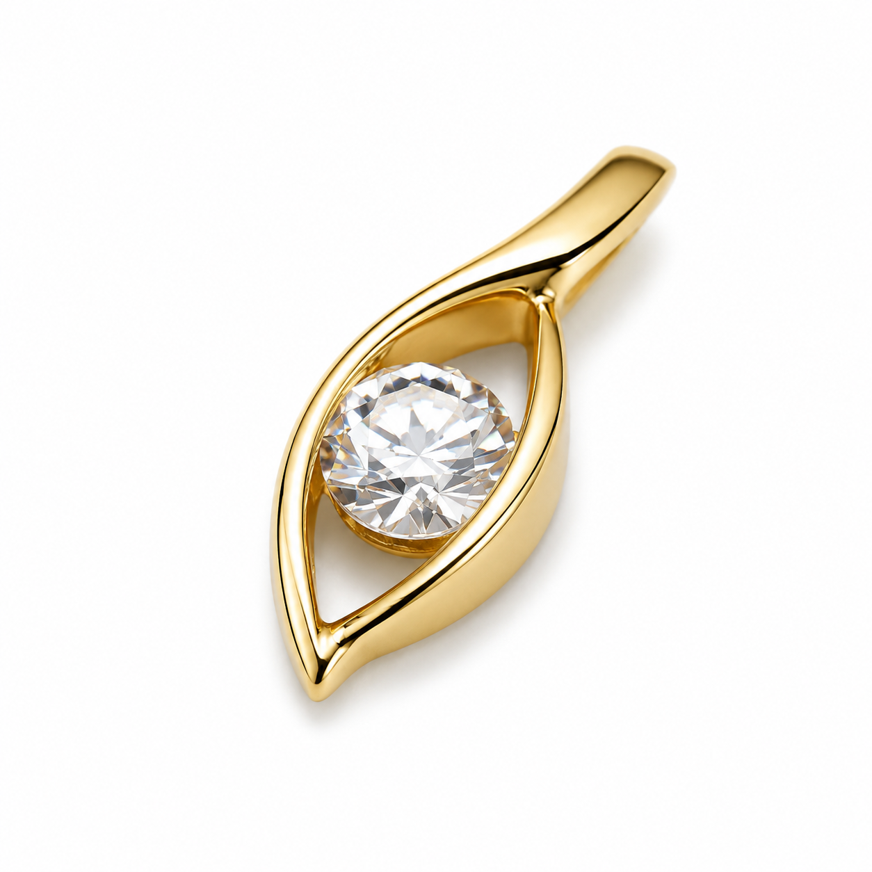 Estate Collection: 14K Yellow Gold Tension-Set Cubic Zirconia Solitaire Pendant